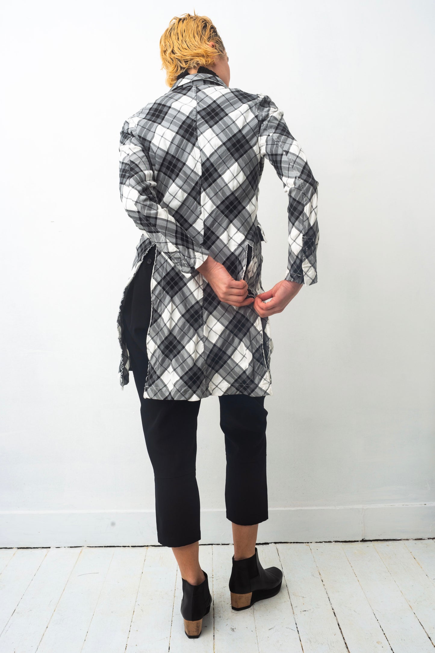 Comme des Garçons AD2010 checkered wrinkled black, grey and white jacket