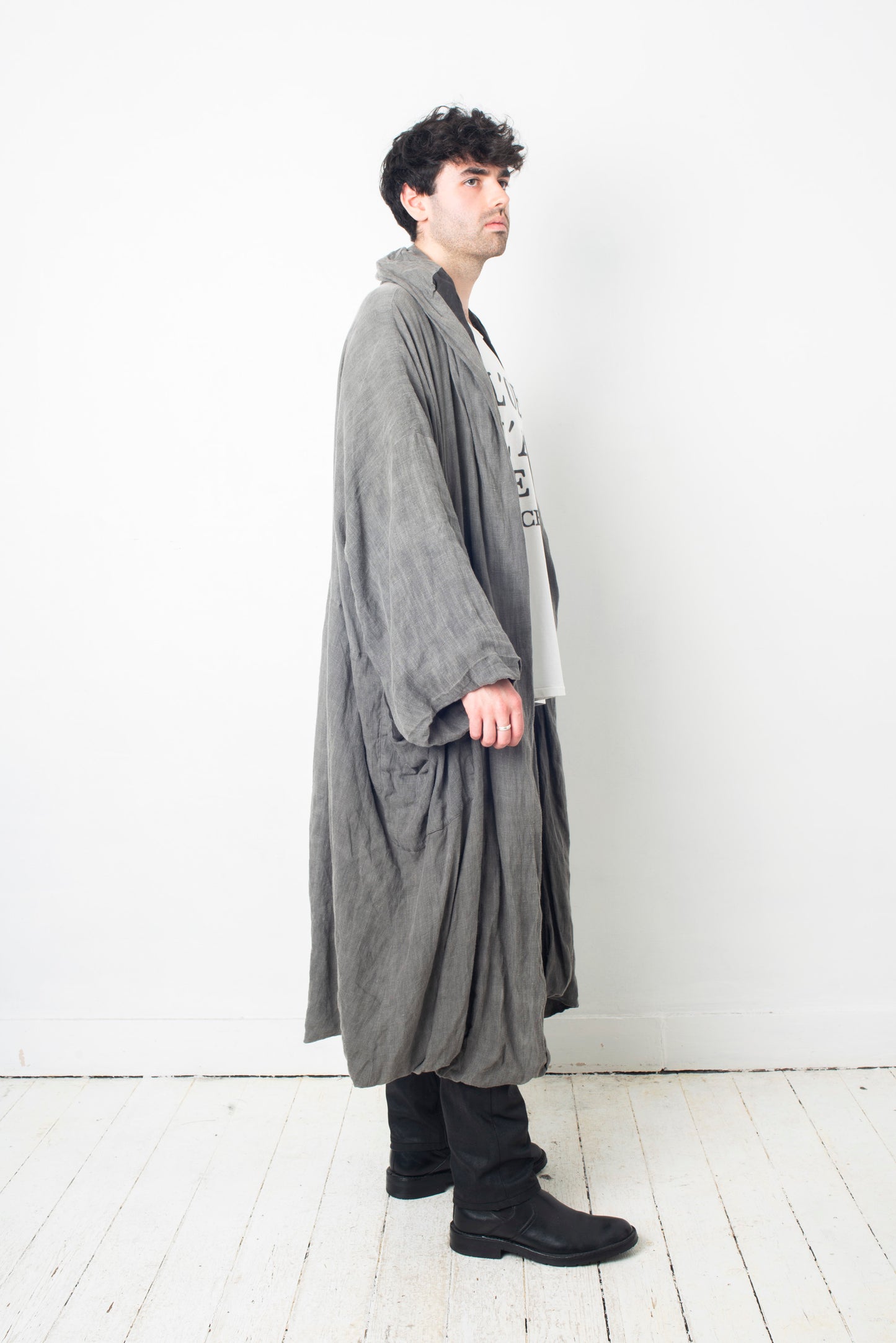 Comme des Garçons reversible wrinkled grey oversized coat