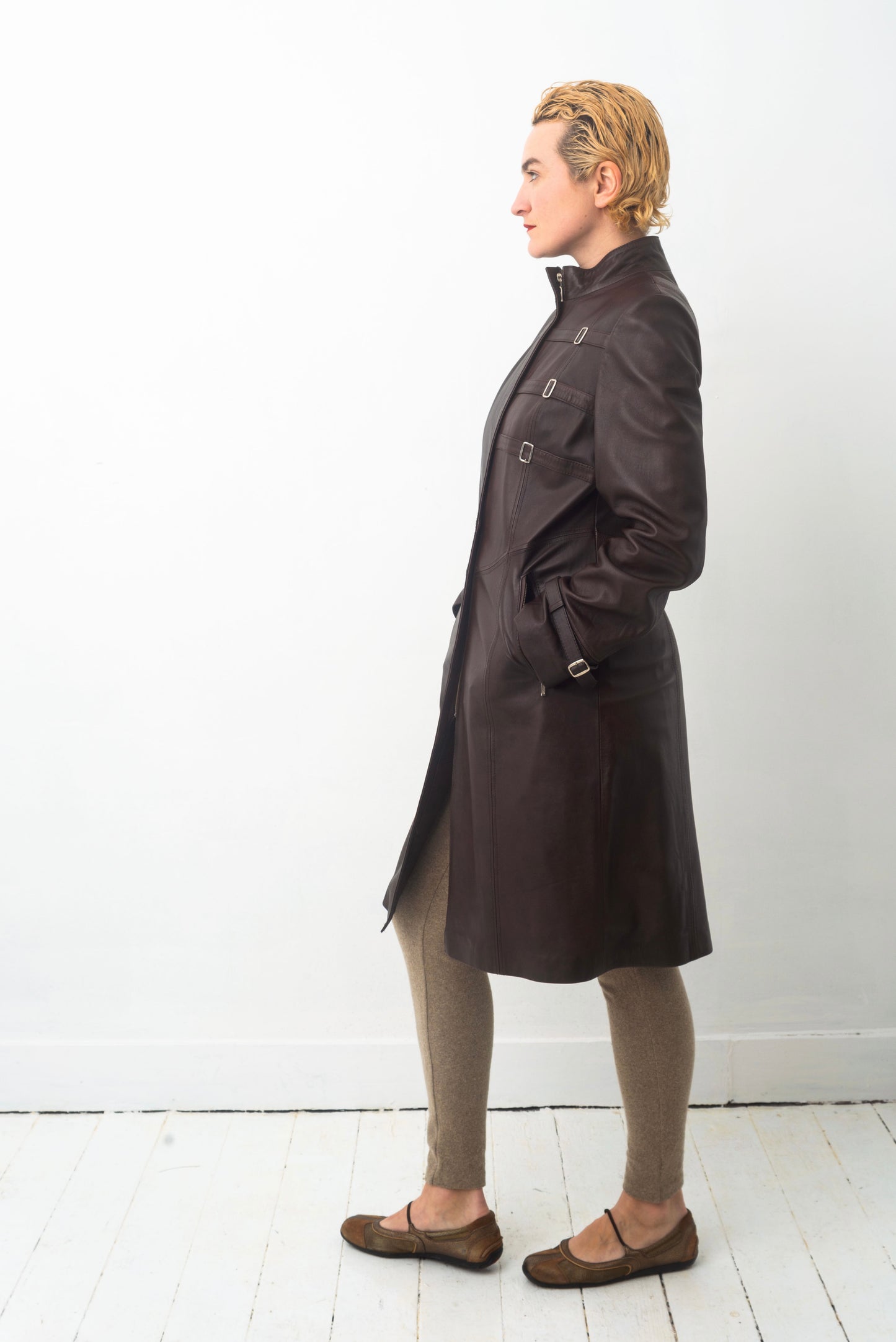Jil Sander 2000’s leather long brown coat