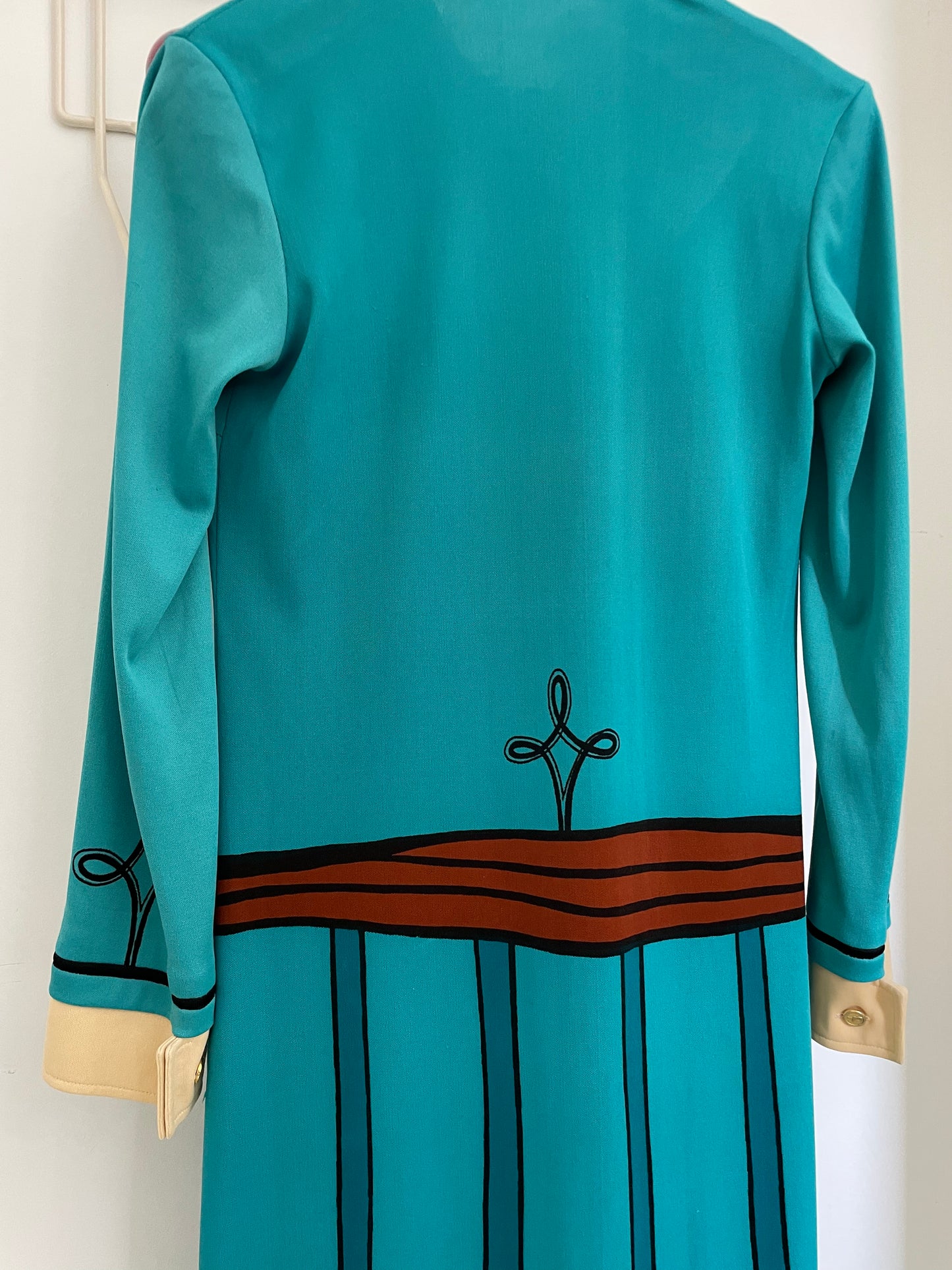 Roberta di Camerino 70's trompe l'oeil turquoise midi dress