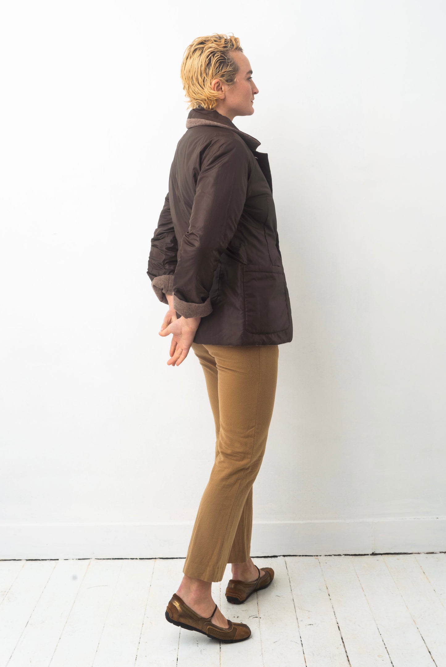 Issey Miyake Plantation 90’s reversible brown wool and padded nylon jacket