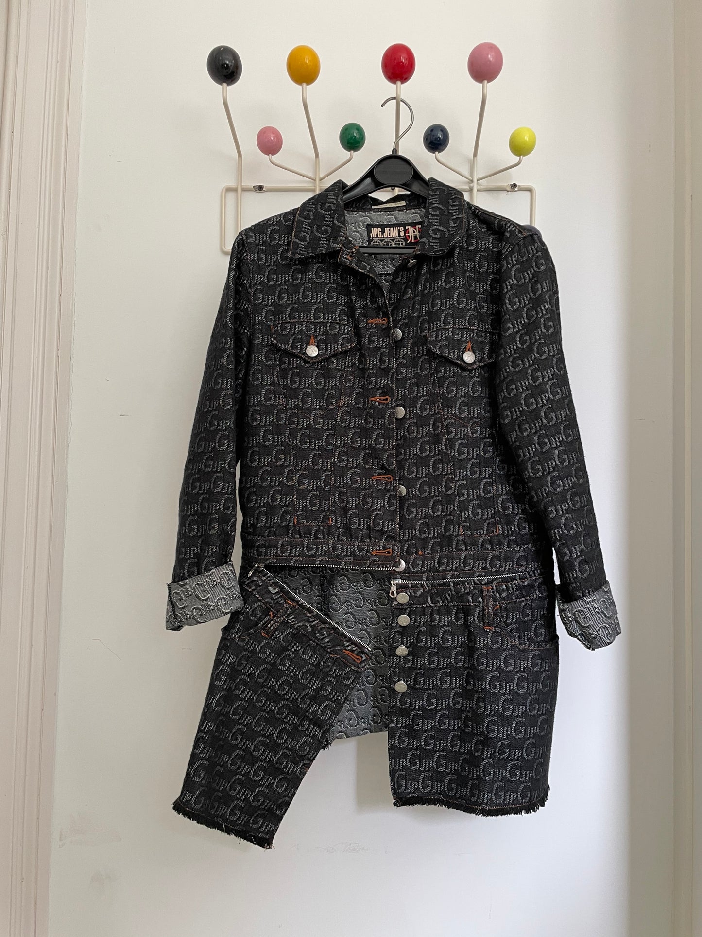 Jean Paul Gaultier Jeans FW 2001 monogram denim transformable jacket / dress with zipper