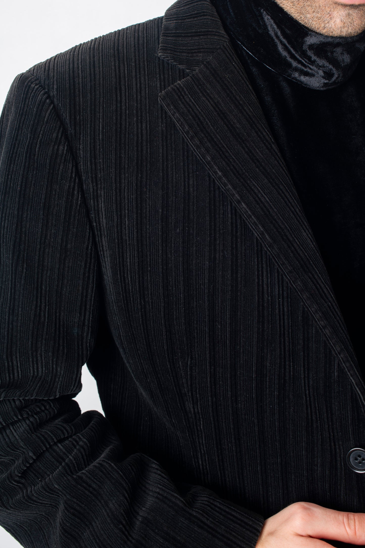 Costume National 90s black corduroy pantsuit
