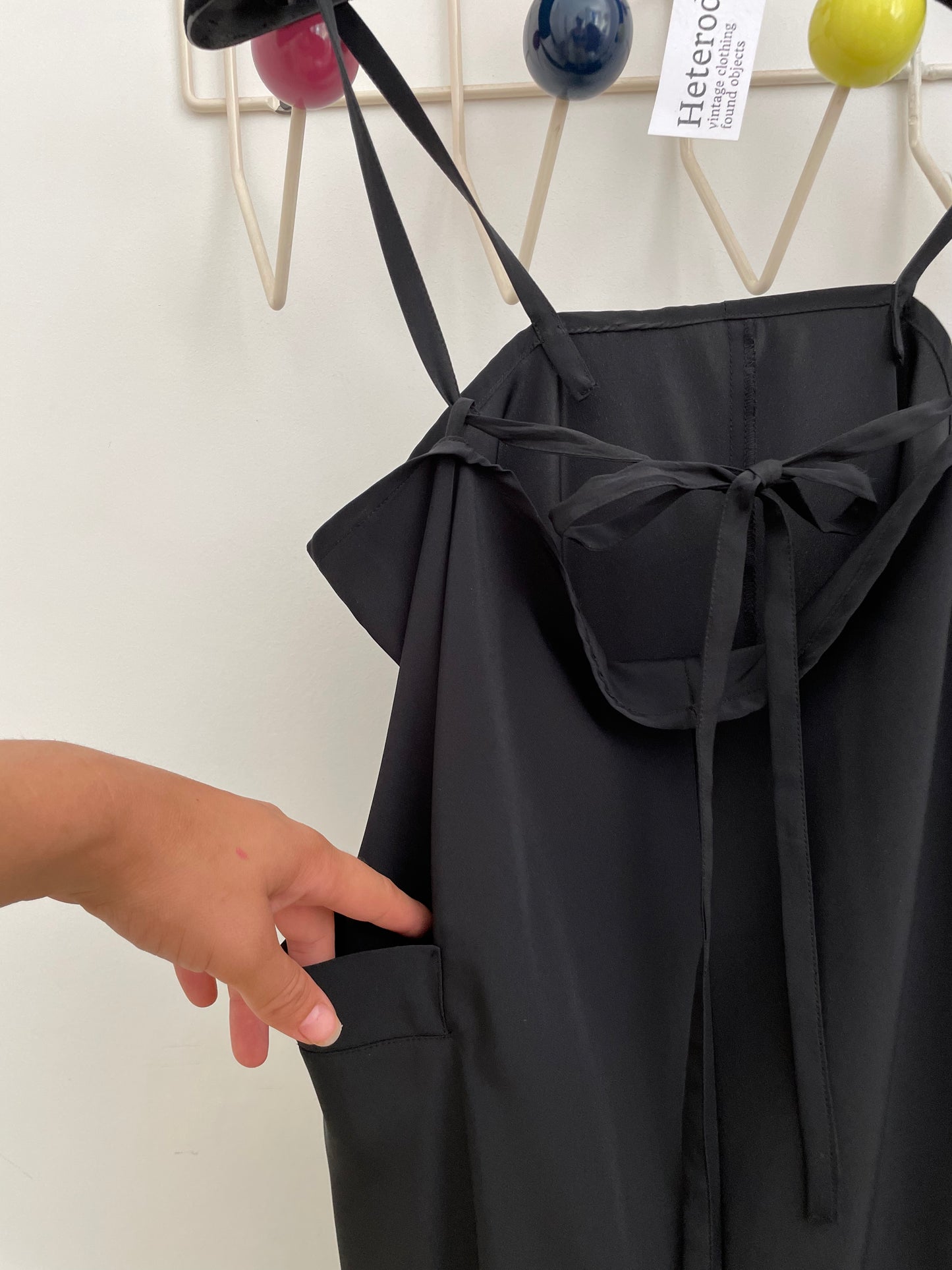 Yohji Yamamoto AW 2004 black wide silky jumpsuit with low crotch and short legs.