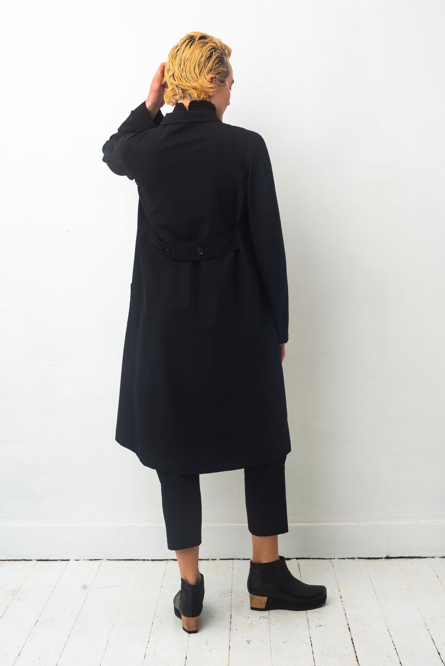 Comme des Garçons 90's black long light wool button down coat