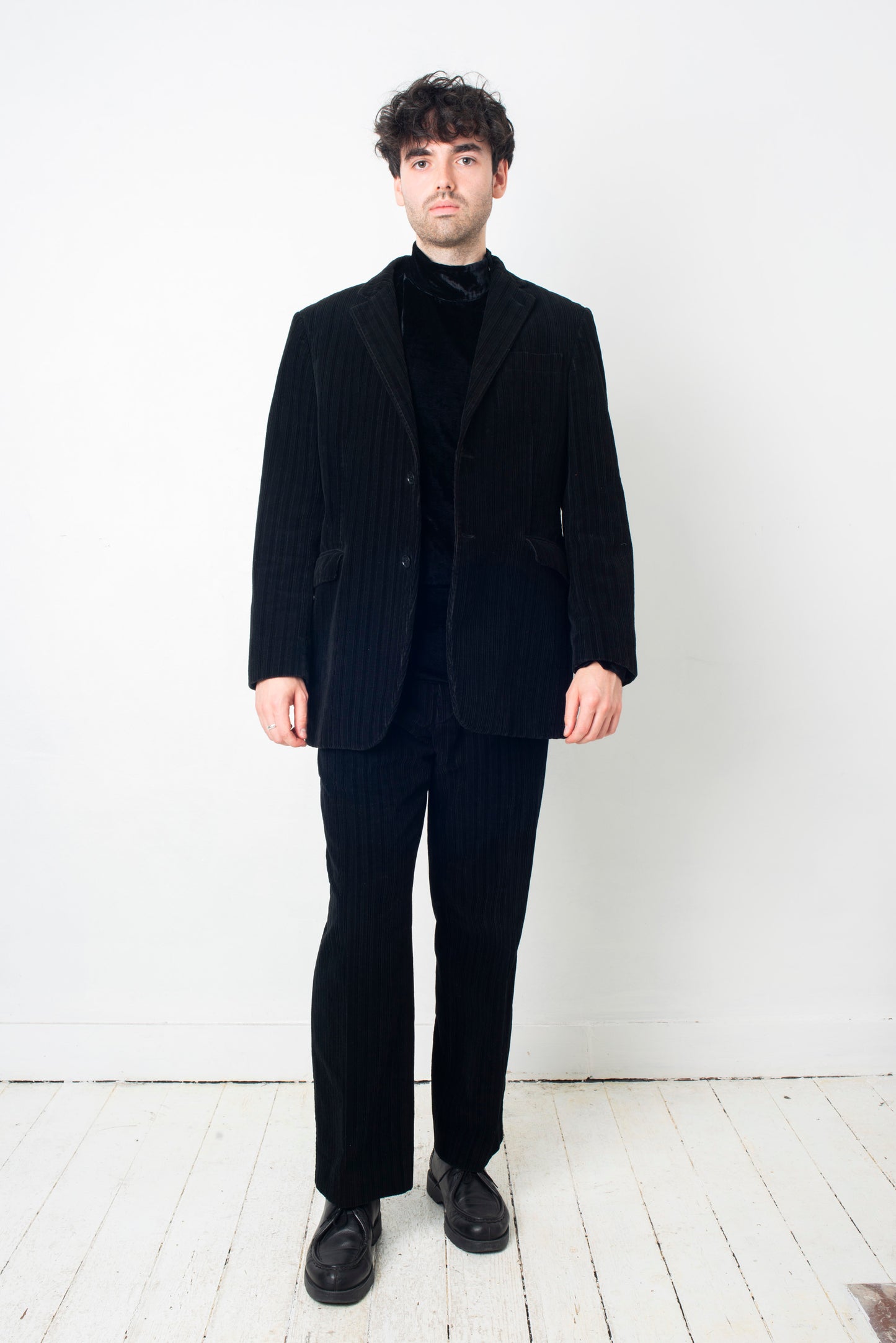 Costume National 90s black corduroy pantsuit