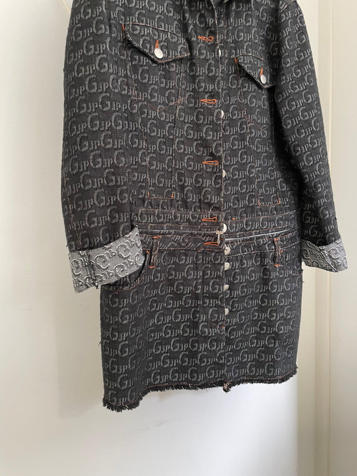 Jean Paul Gaultier Jeans FW 2001 monogram denim transformable jacket / dress with zipper