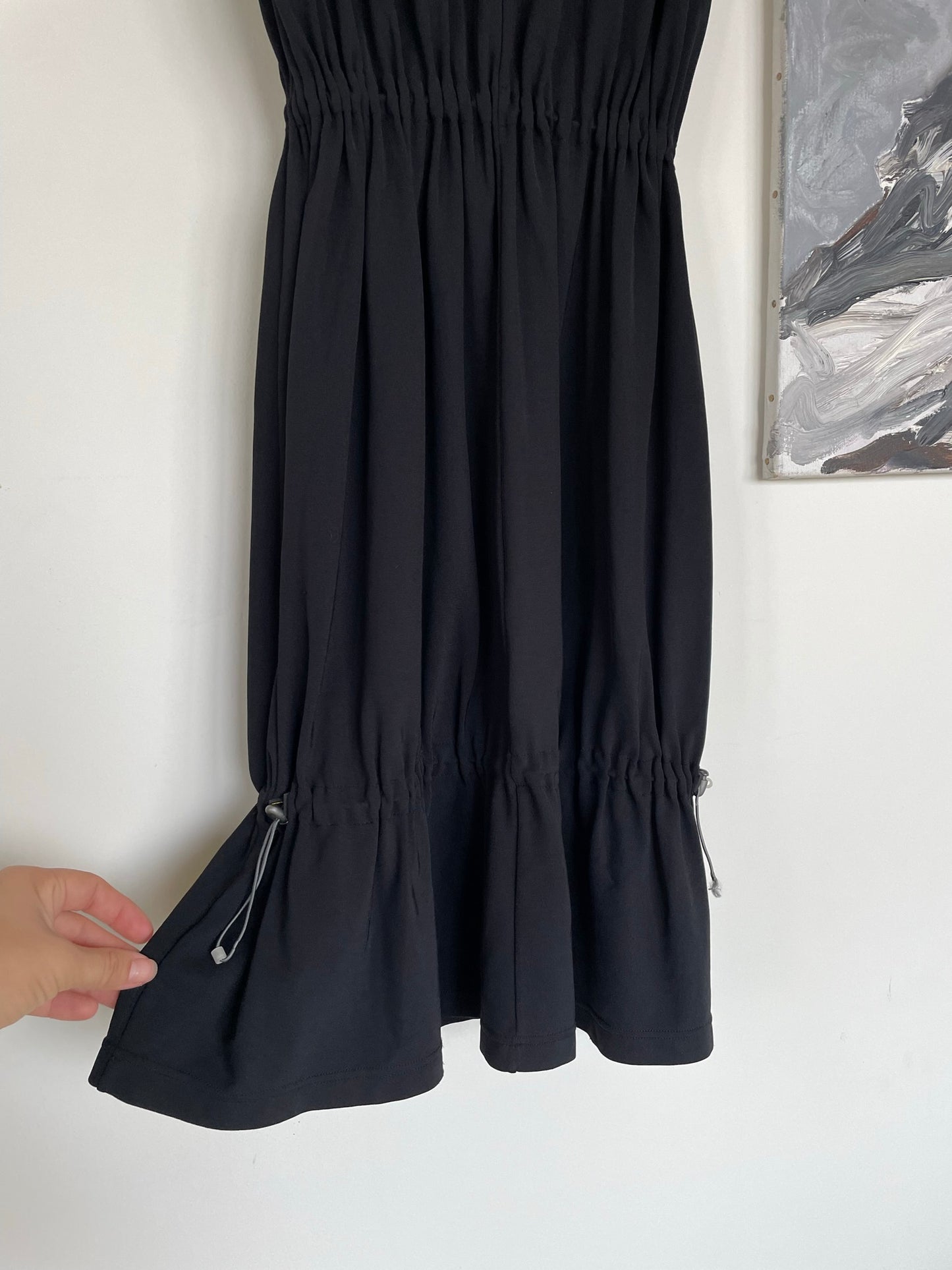 Marithé + François Girbaud 2000´s black sporty dress with nylon collar & waist bag