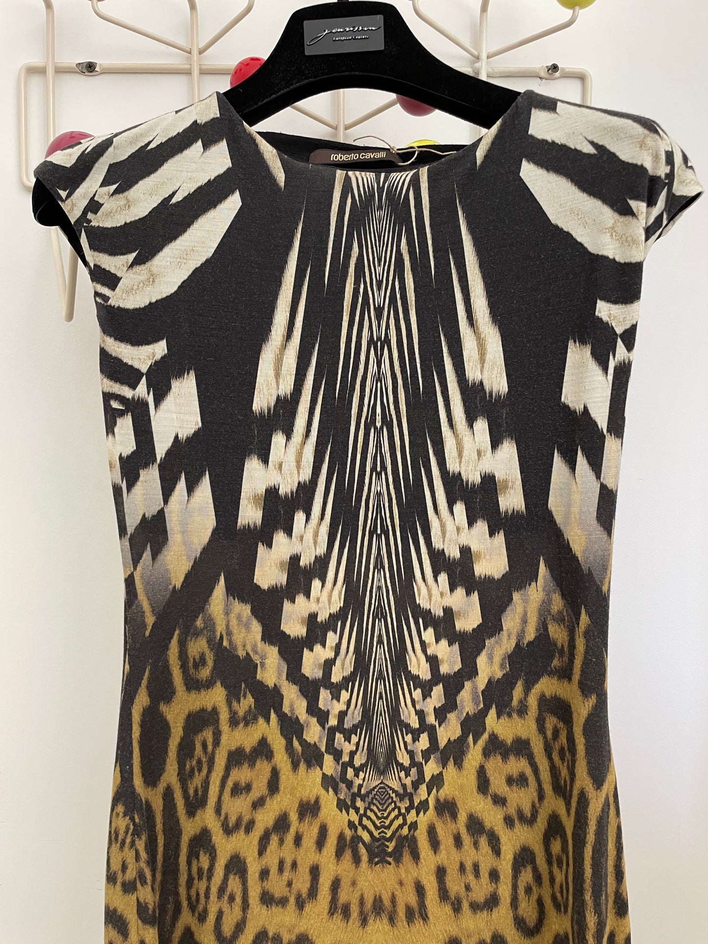 Roberto Cavalli 2000's digital animal print bodycon dress