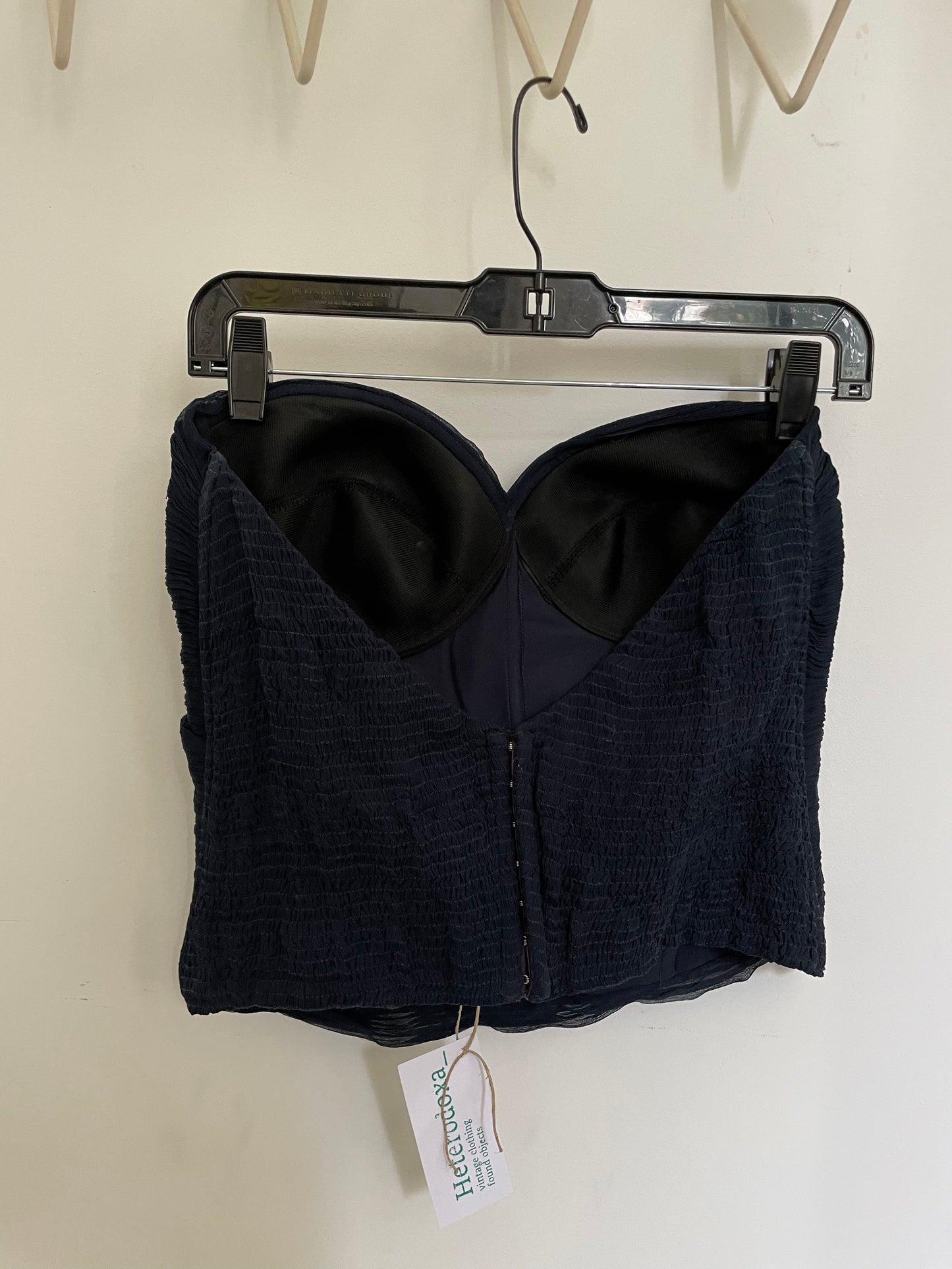La Perla 2000's silk pleated dark blue bustier top