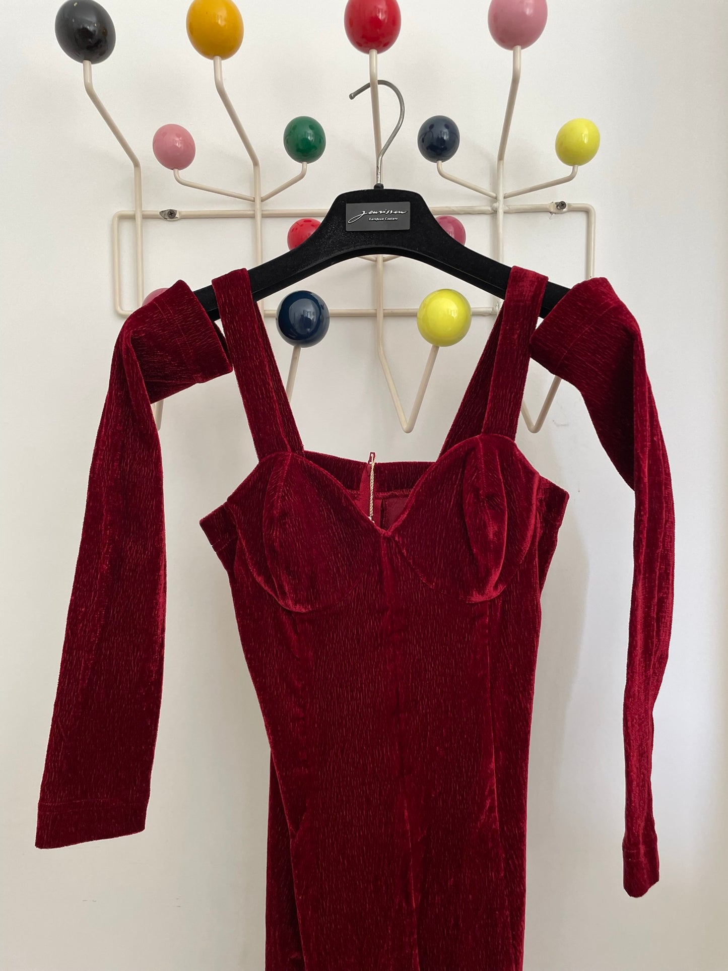 Complice 90's velvet bustier mini dress with matching sleeves