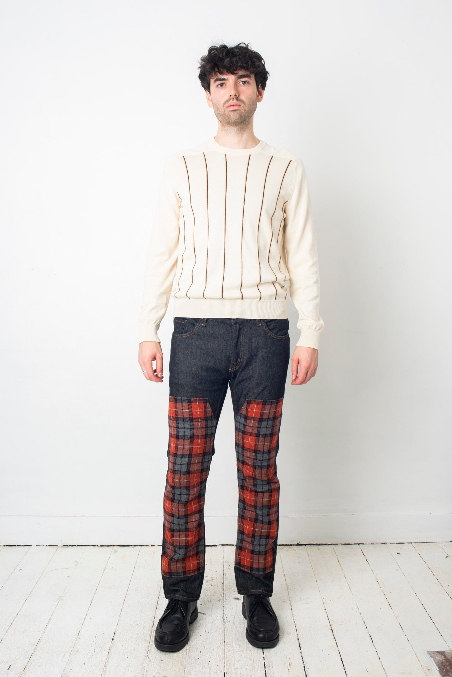 Margiela 2008 cotton knit off white striped sweater