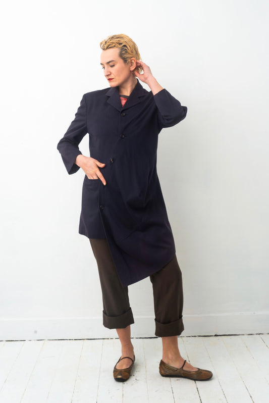 Comme des Garçons 90’s asymmetrical rayon plum jacket