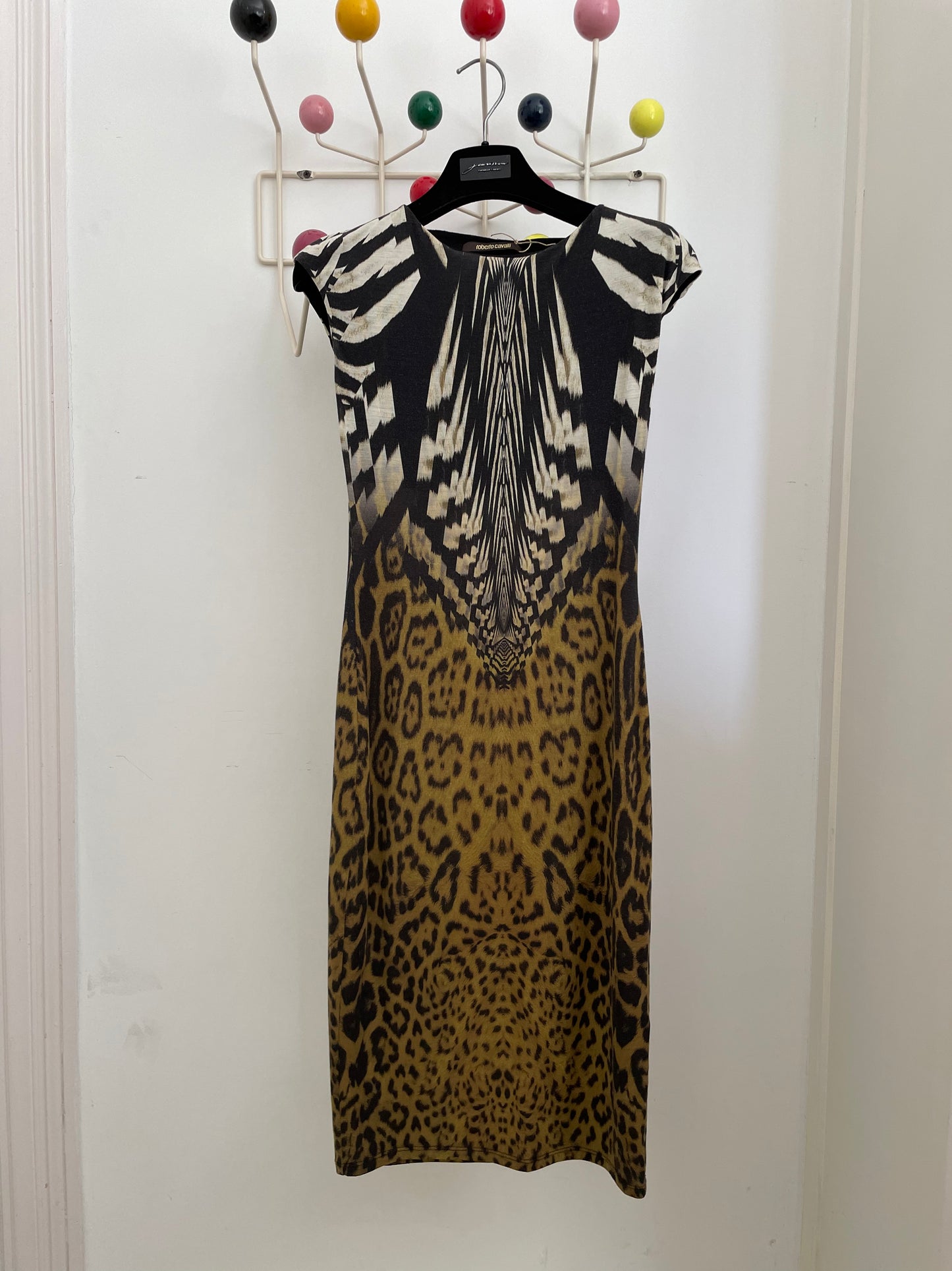 Roberto Cavalli 2000's digital animal print bodycon dress