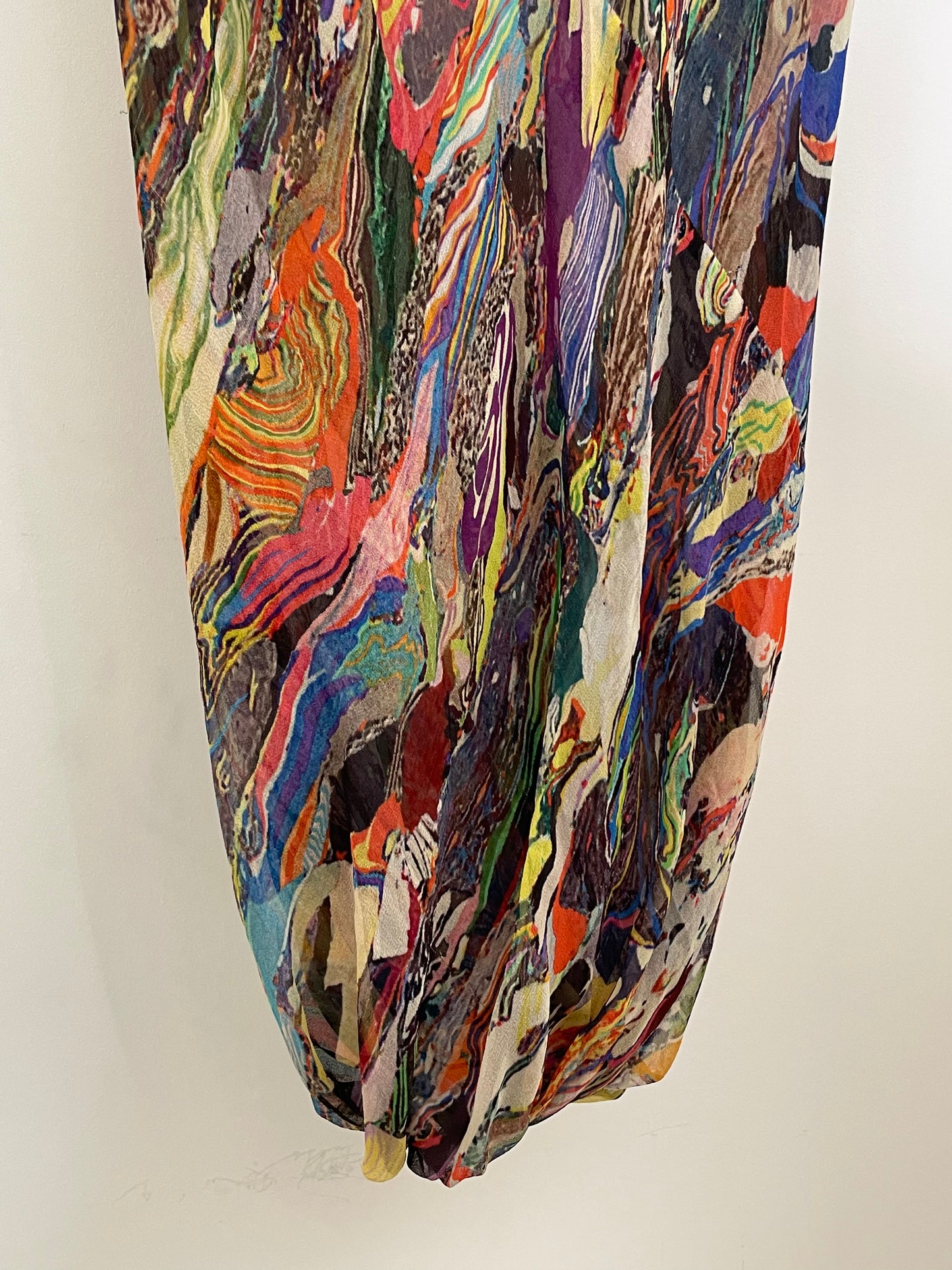 Dries van Noten FW 2008 multicolour marble print silk skirt