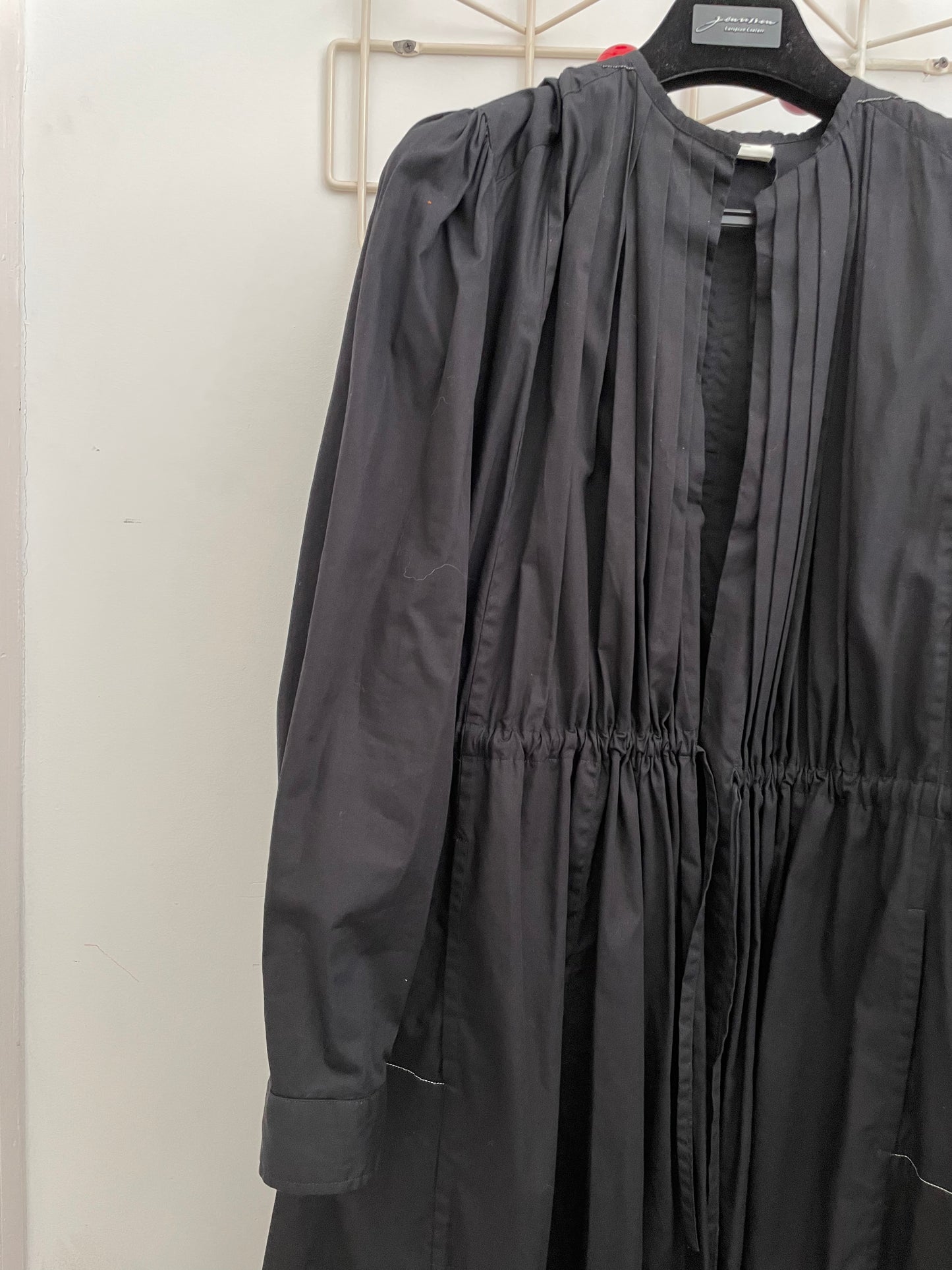 Dries van Noten SS 2006 black pleated long coat / dress