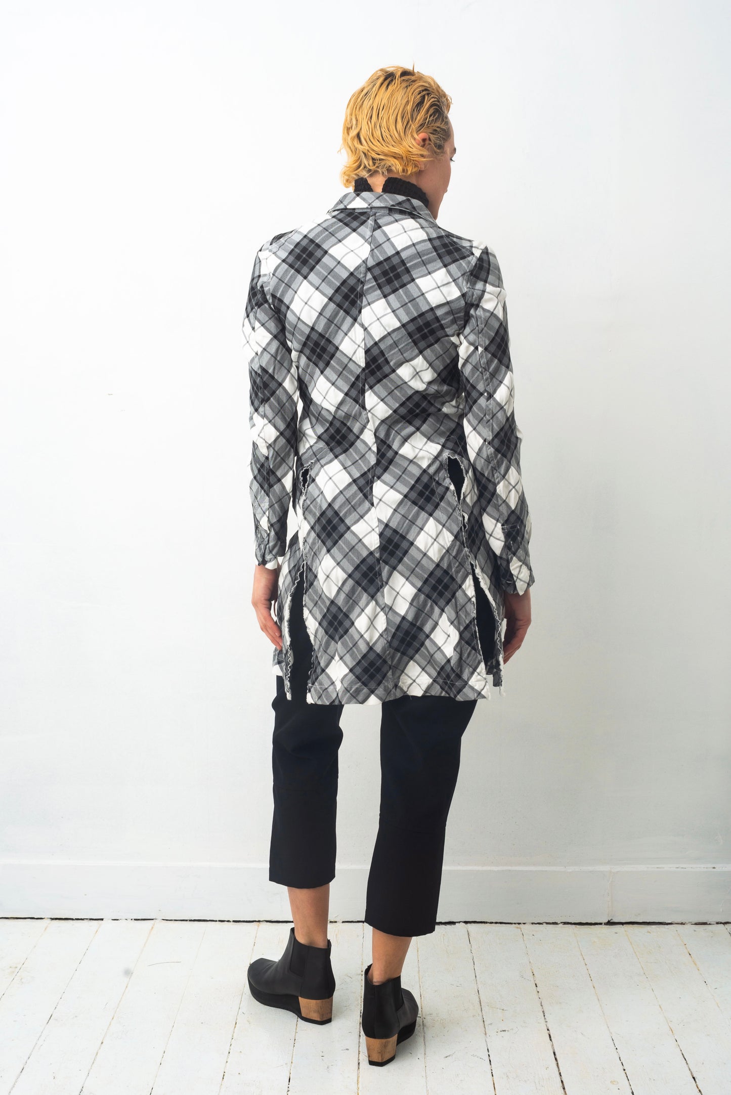 Comme des Garçons AD2010 checkered wrinkled black, grey and white jacket