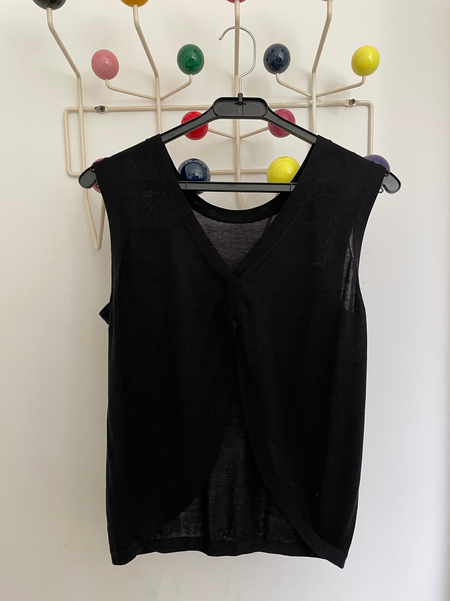 Calvin Klein 90's silk black knit reversible top with open back