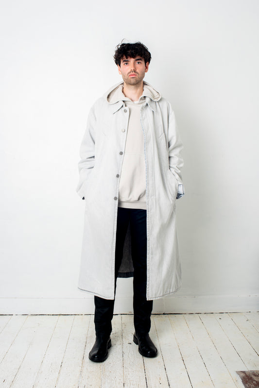 Margiela MM6 bleached denim trench coat