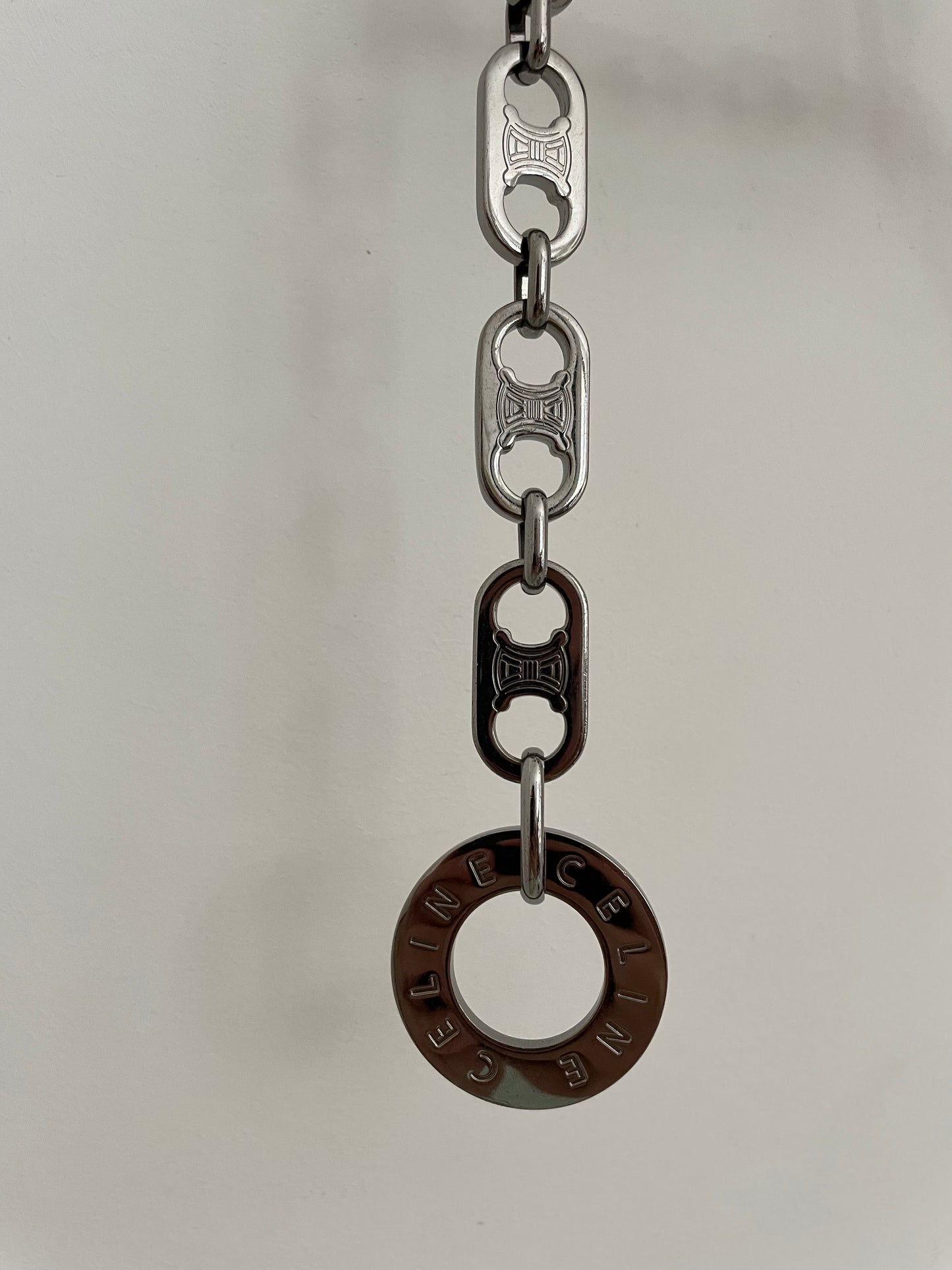 Céline 2000s Triomphe silver chain link charm belt