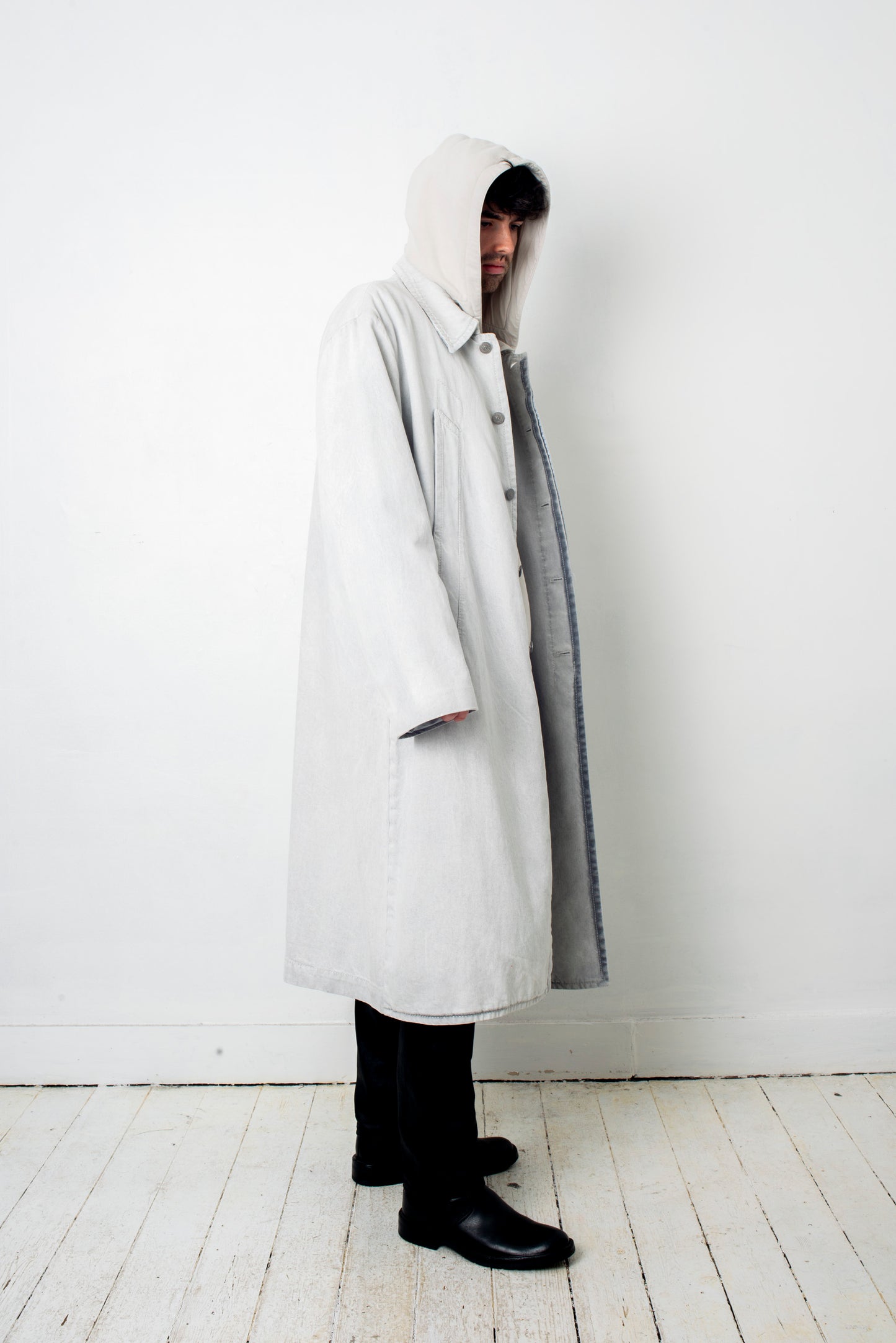 Margiela MM6 bleached denim trench coat