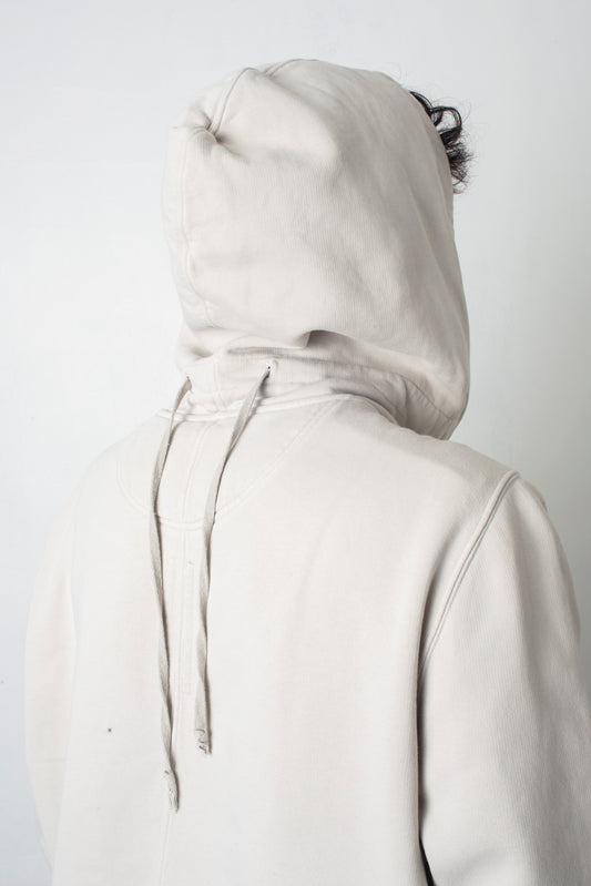 Rick Owens white / grey hoodie with reversed drawstring