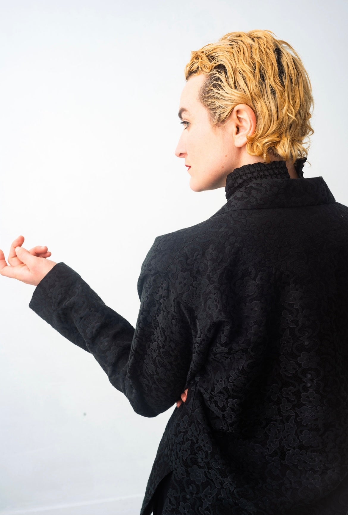 Issey Miyake 90’s short black jacket with flower and demon print