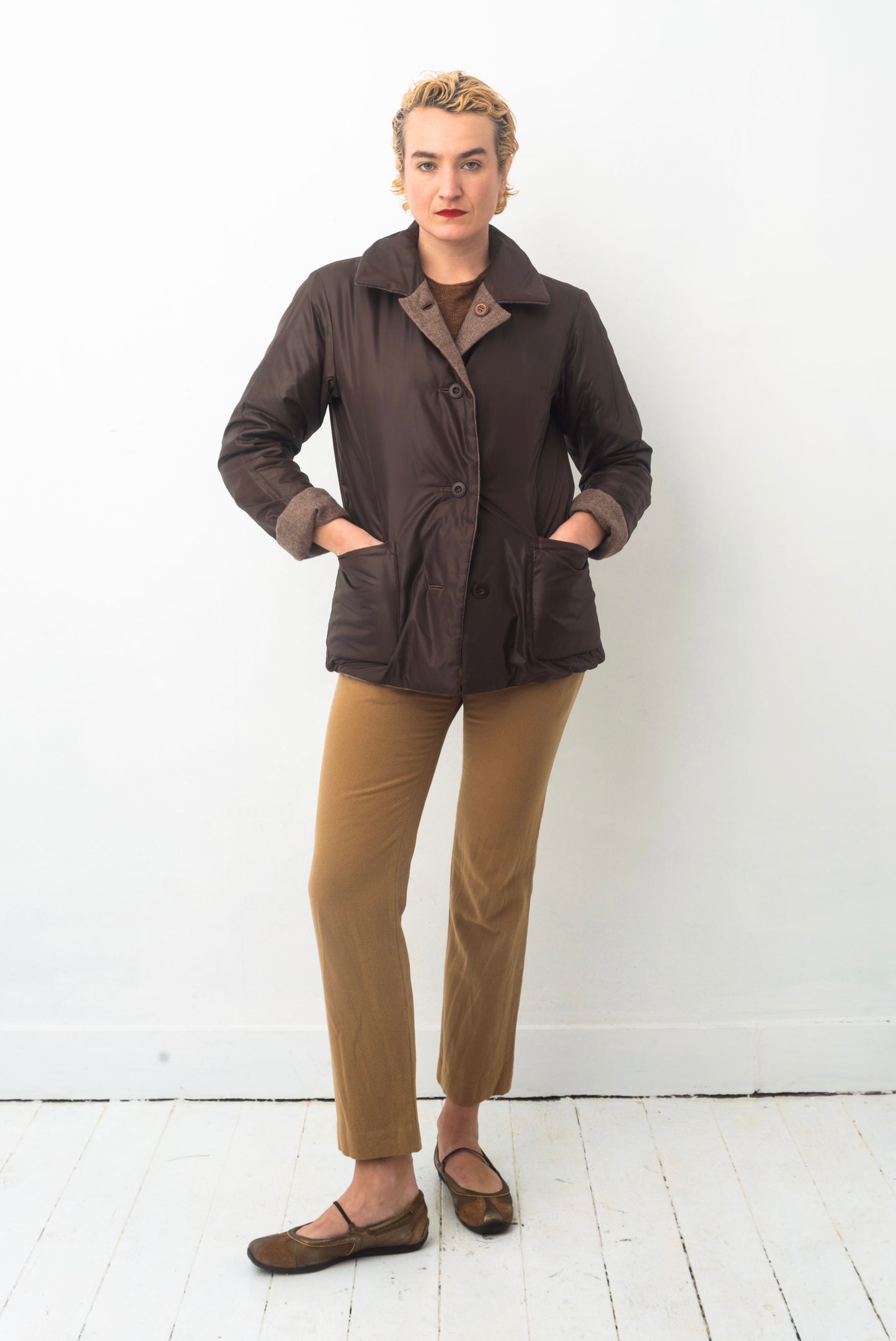 Issey Miyake Plantation 90’s reversible brown wool and padded nylon jacket