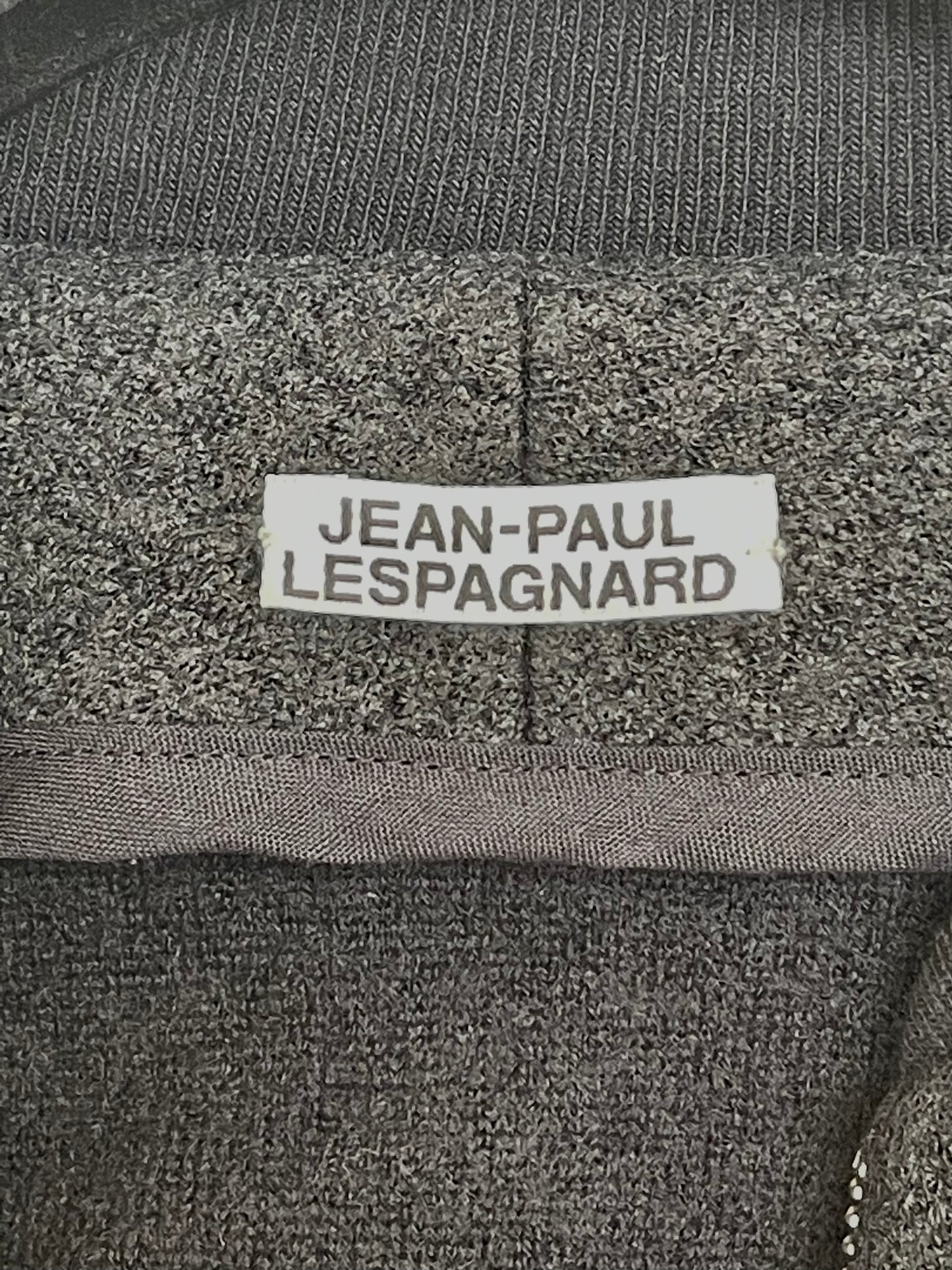 Jean-Paul Lespagnard Cropped transformable black knit bomber jacket with "asphalt" coating