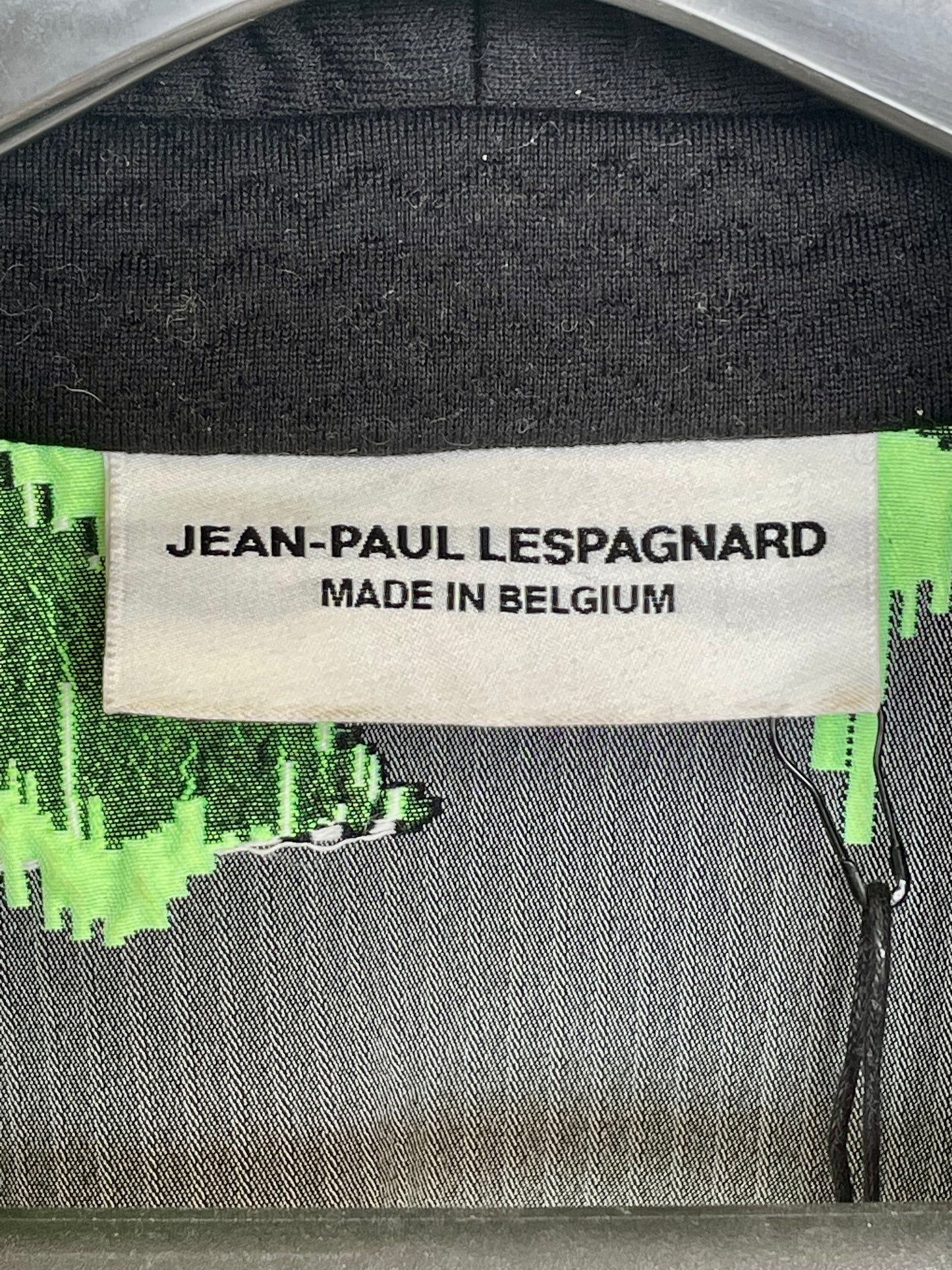 Jean-Paul Lespagnard green, white and black graphic "wheel traces" jacquard waist coat