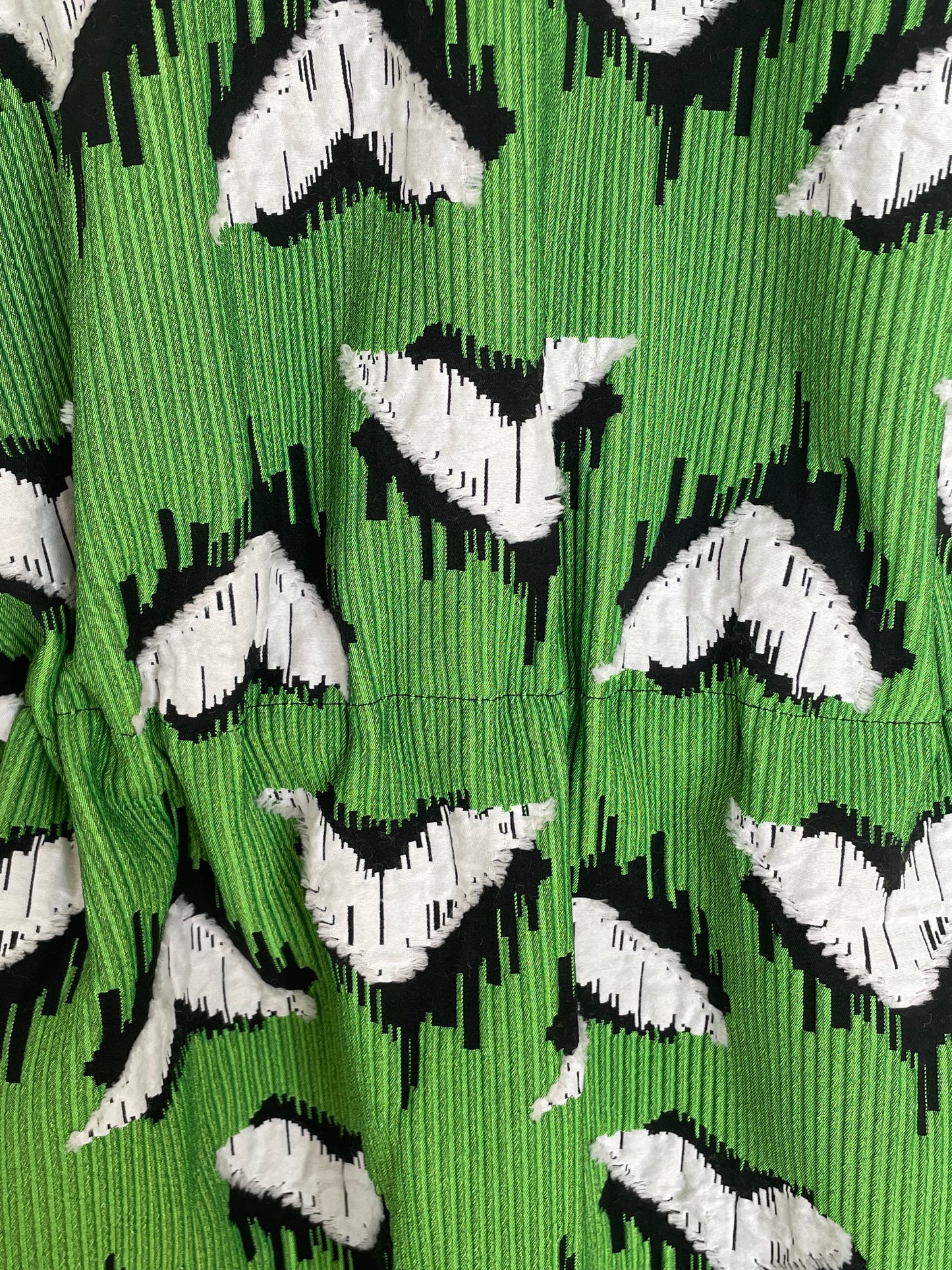 Jean-Paul Lespagnard green, white and black graphic "wheel traces" jacquard waist coat