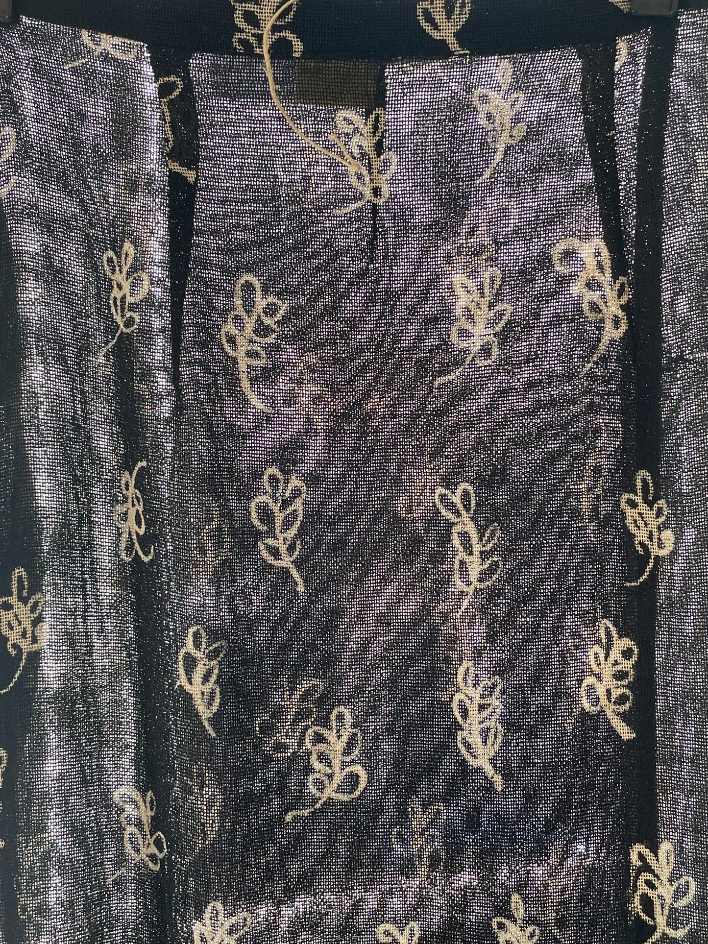 Krizia 90's black knit floral pattern super high slit skirt