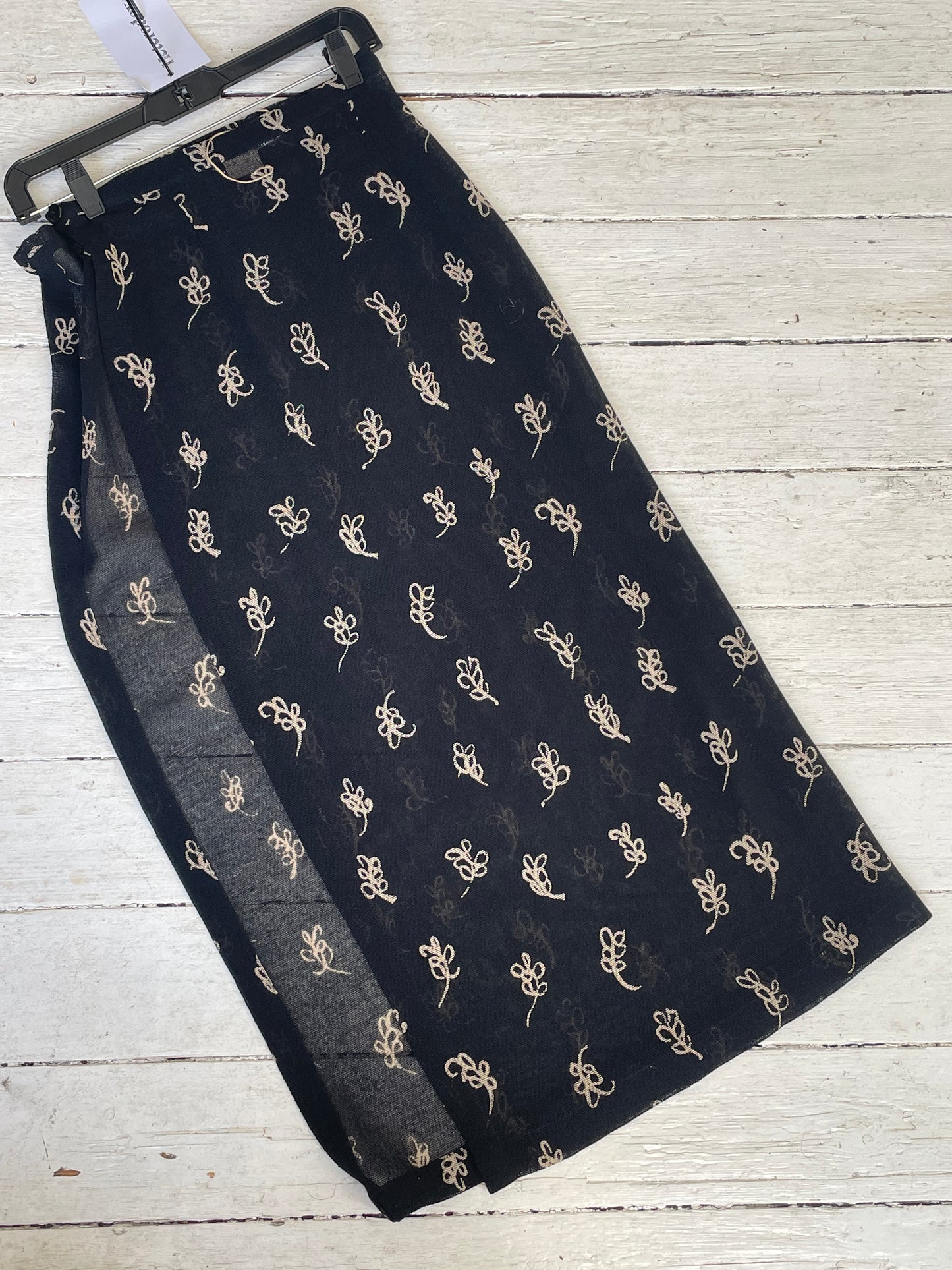Krizia 90's black knit floral pattern super high slit skirt