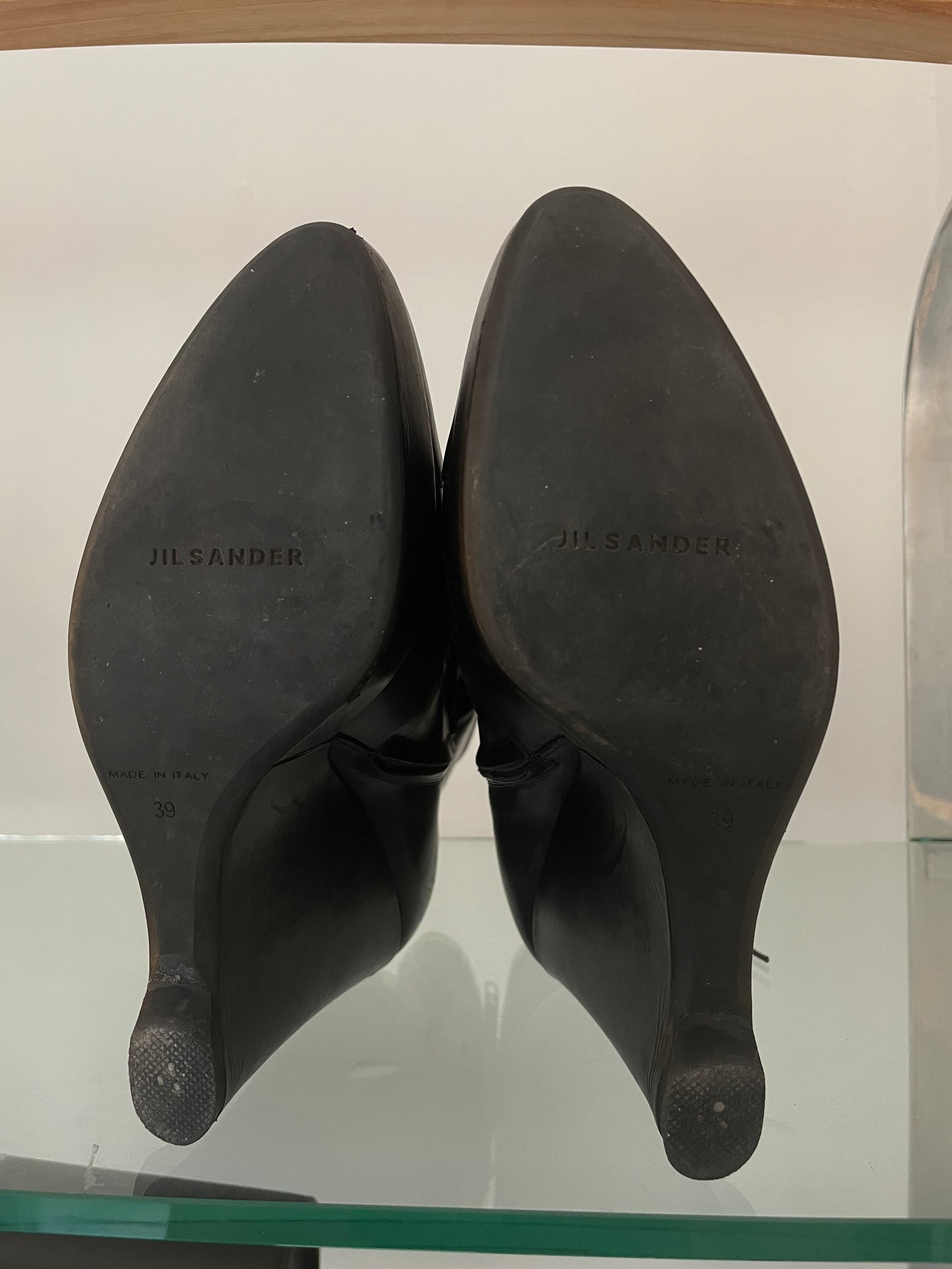 Jil Sander FW 2006 killer black laced up wedge-heel boots