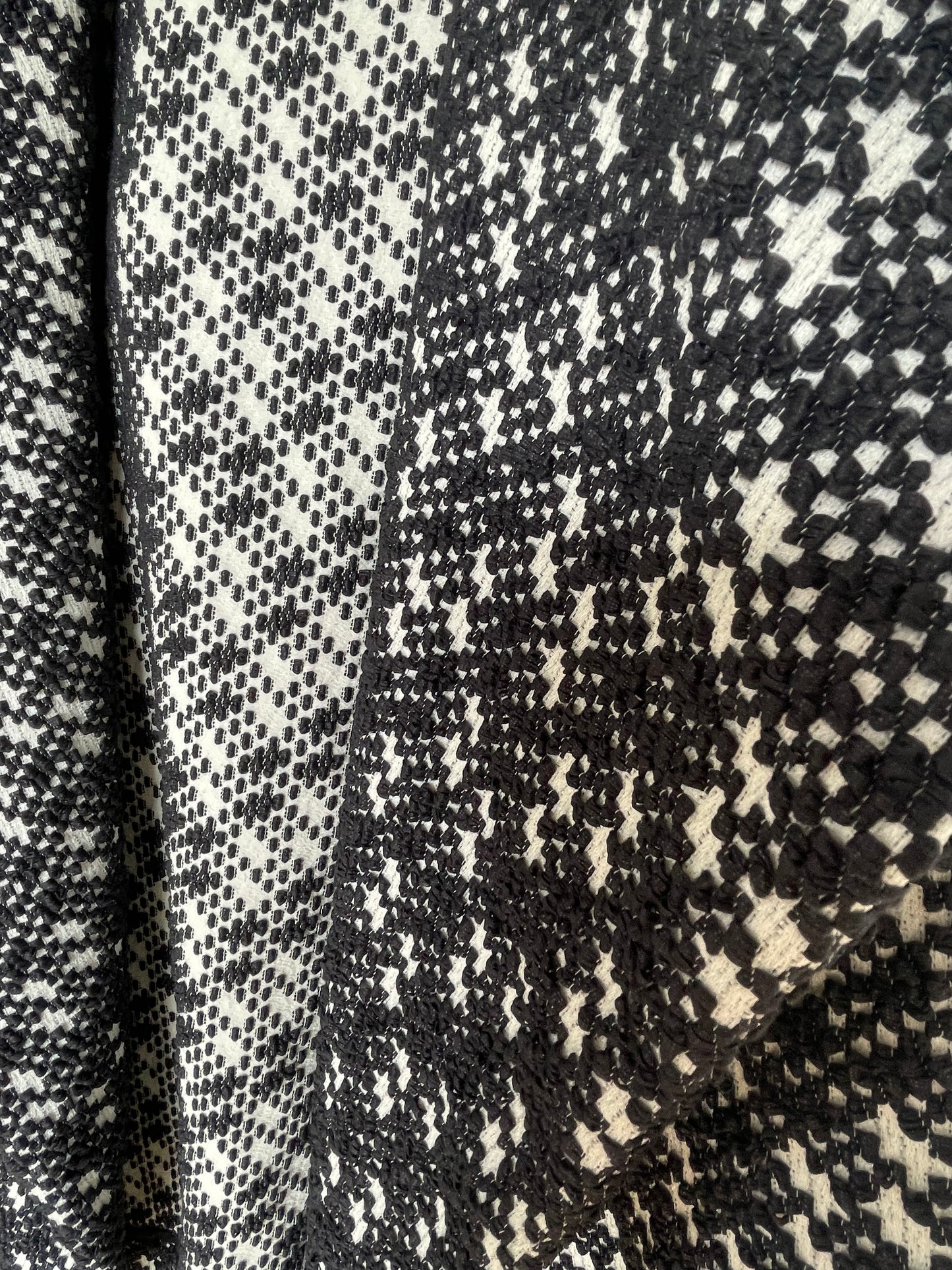 Jean-Paul Lespagnard black and white unlined bouclé coat with hood