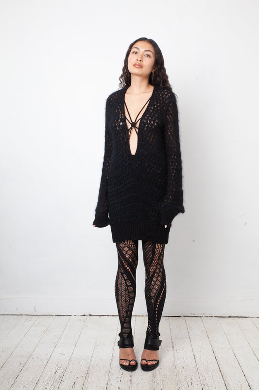 Veronique Branquinho 2005's black knit sweater dress