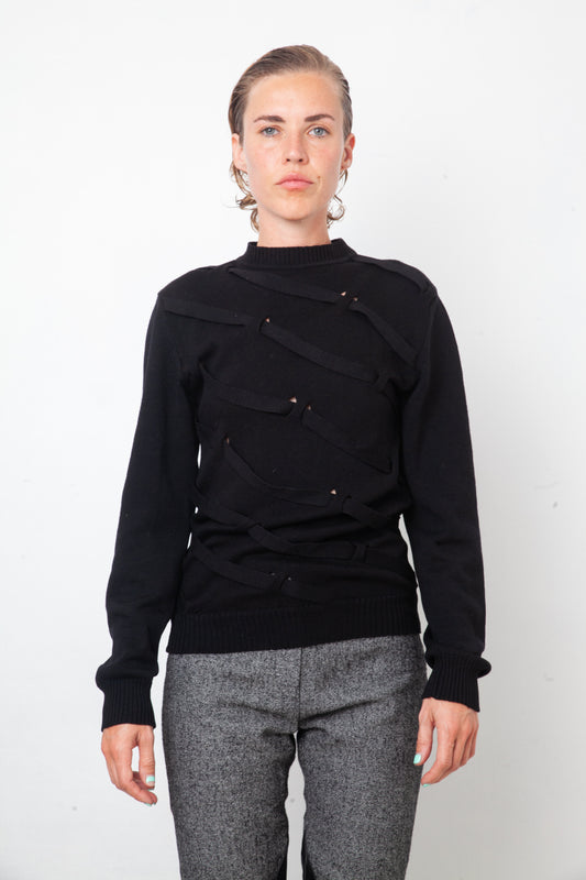 Dirk Schönberger 2000's black wool sweater with straps