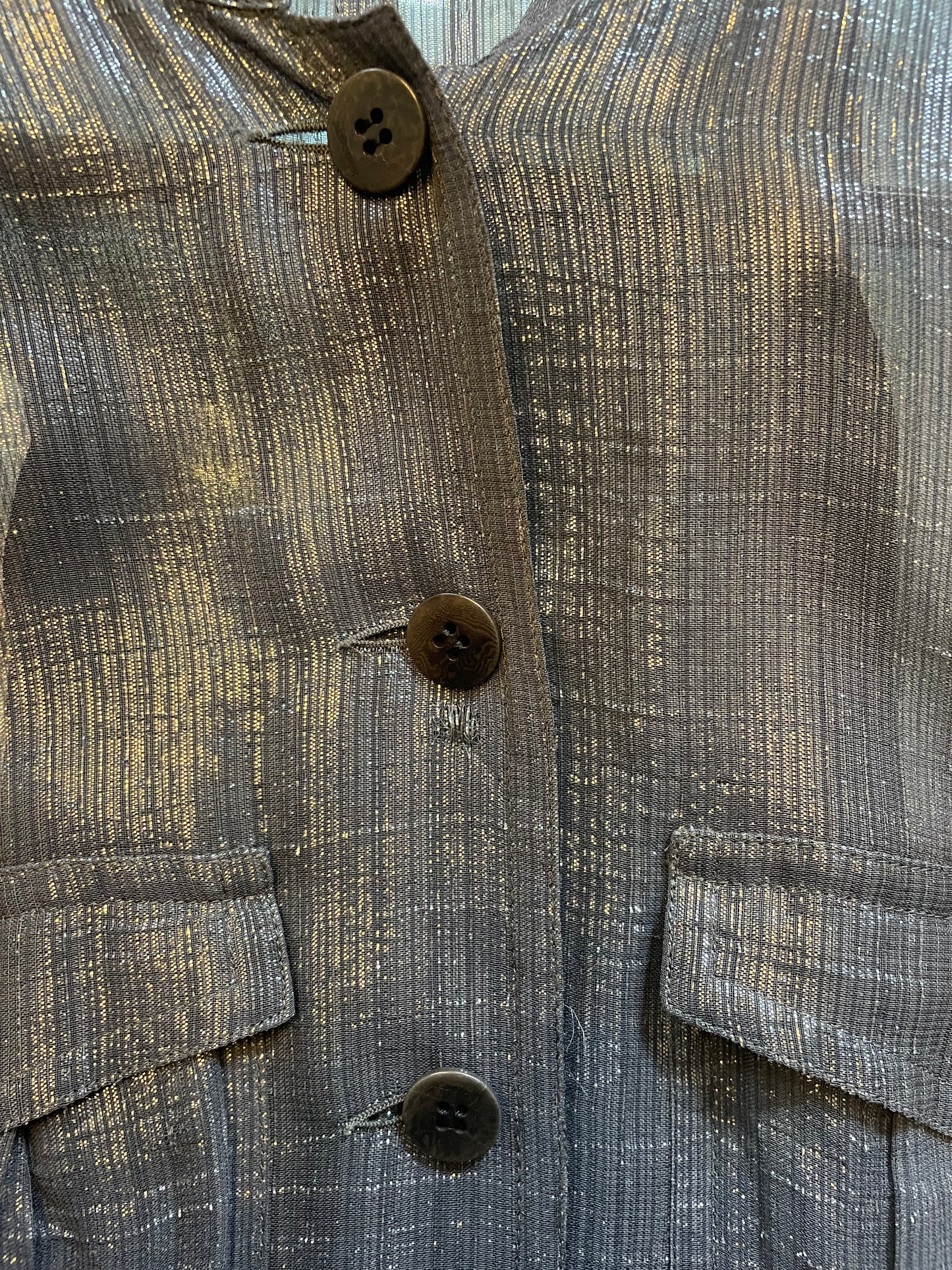 Jil Sander silver transparent button down tunic with pleated skirt
