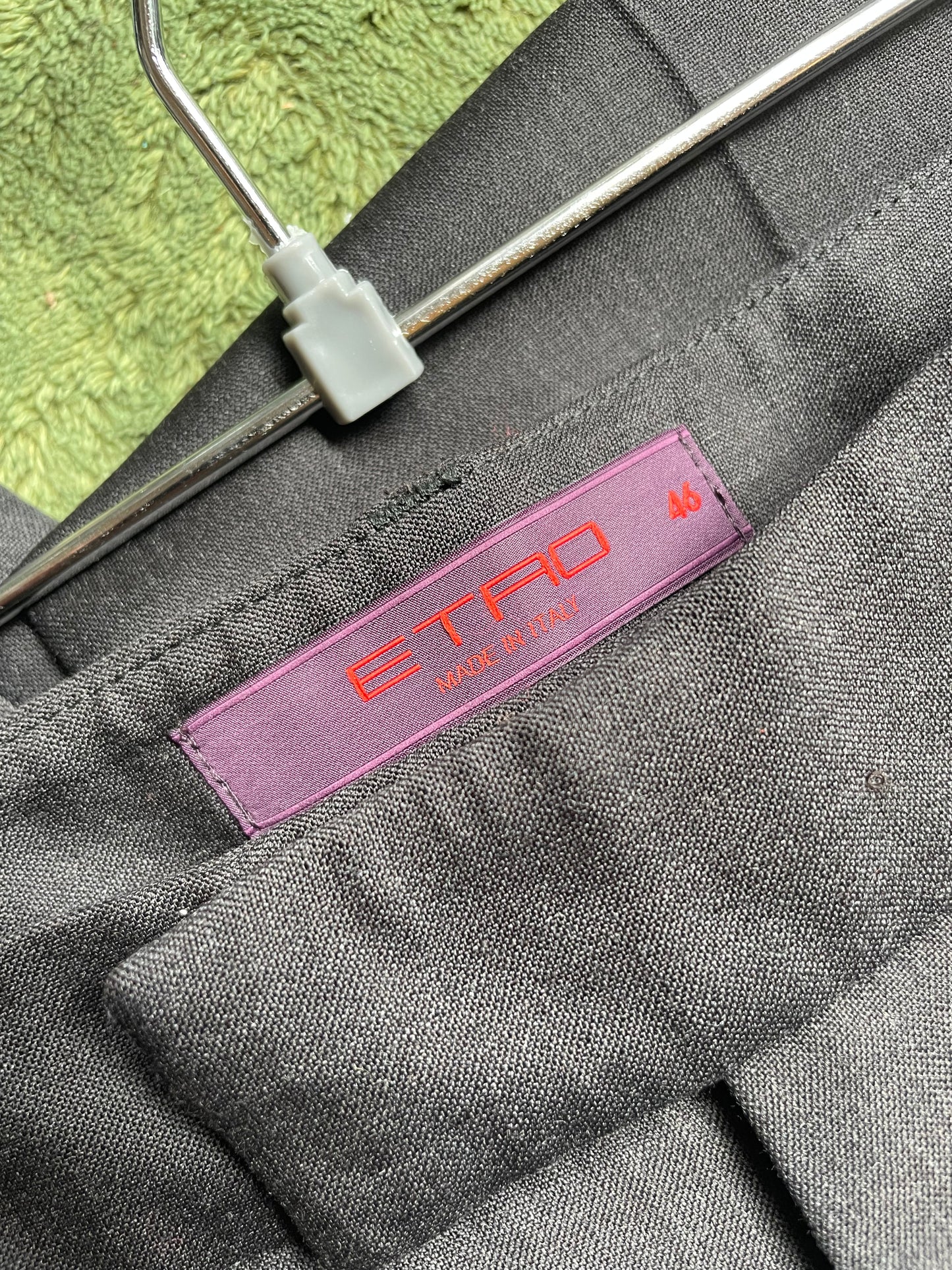 Etro 2000's grey wool trousers with glen check detail at bottom