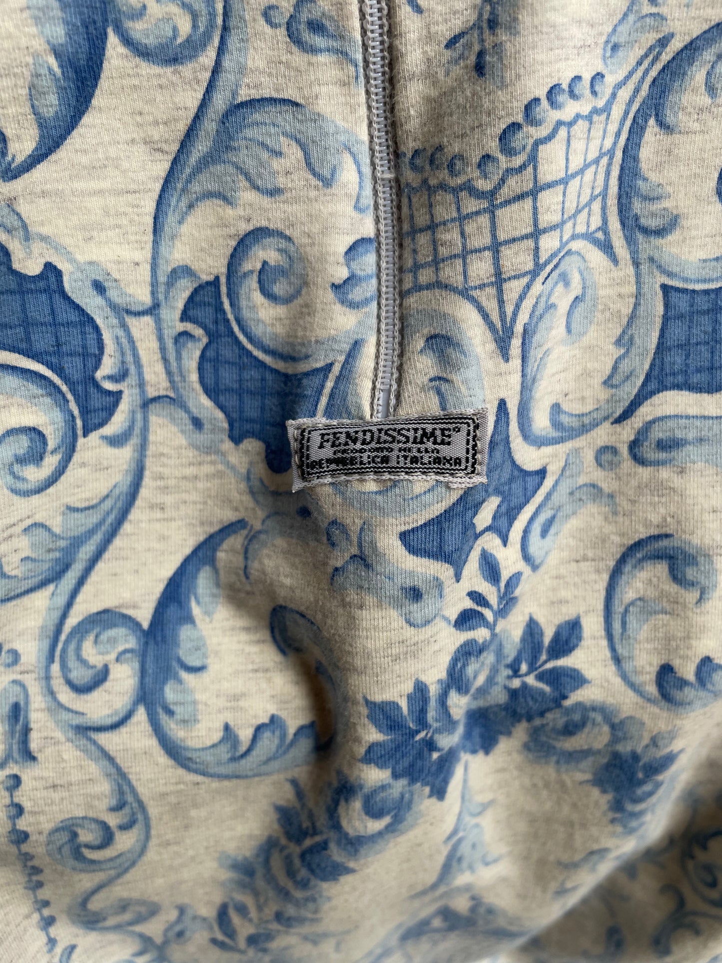 Fendissime 90's porcelain print blue and cream bodysuit