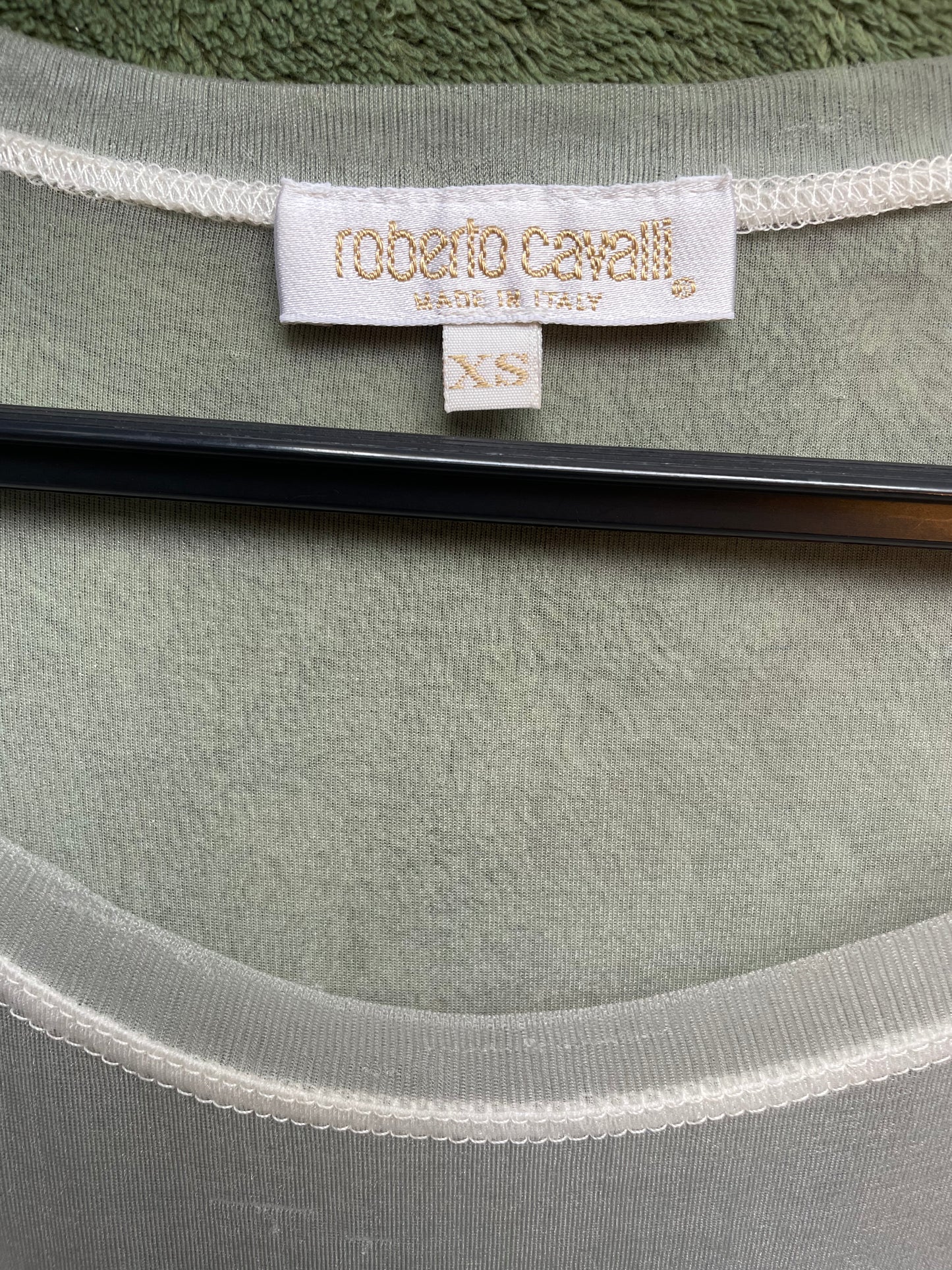 Roberto Cavalli 2000's mesh mint green top