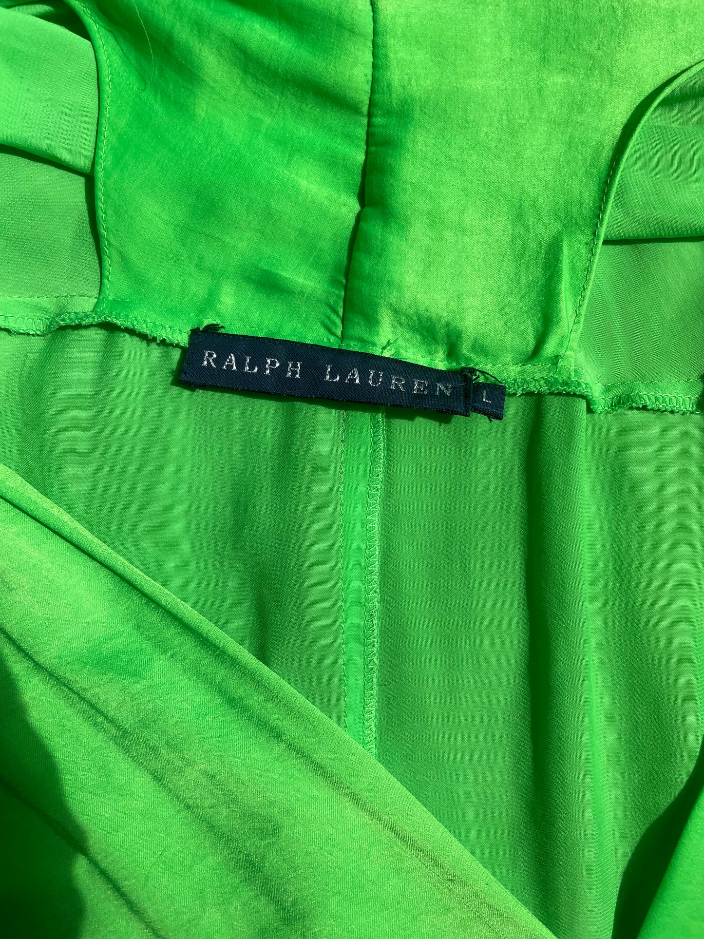 Ralph Lauren 2000's silk neon green loose long sleeve shirt