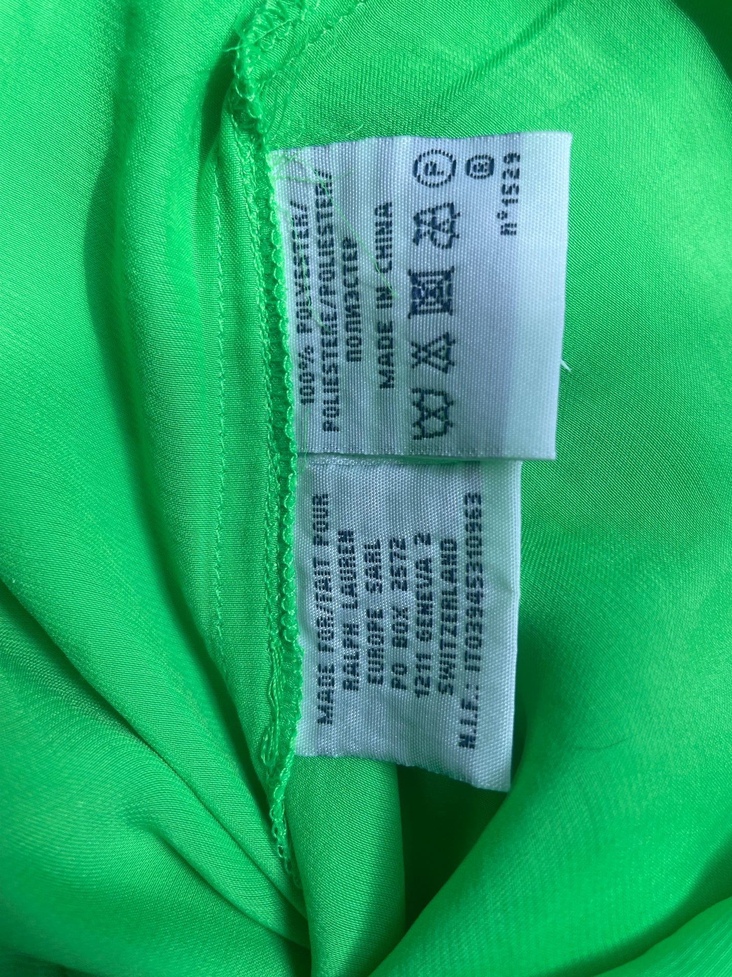 Ralph Lauren 2000's silk neon green loose long sleeve shirt