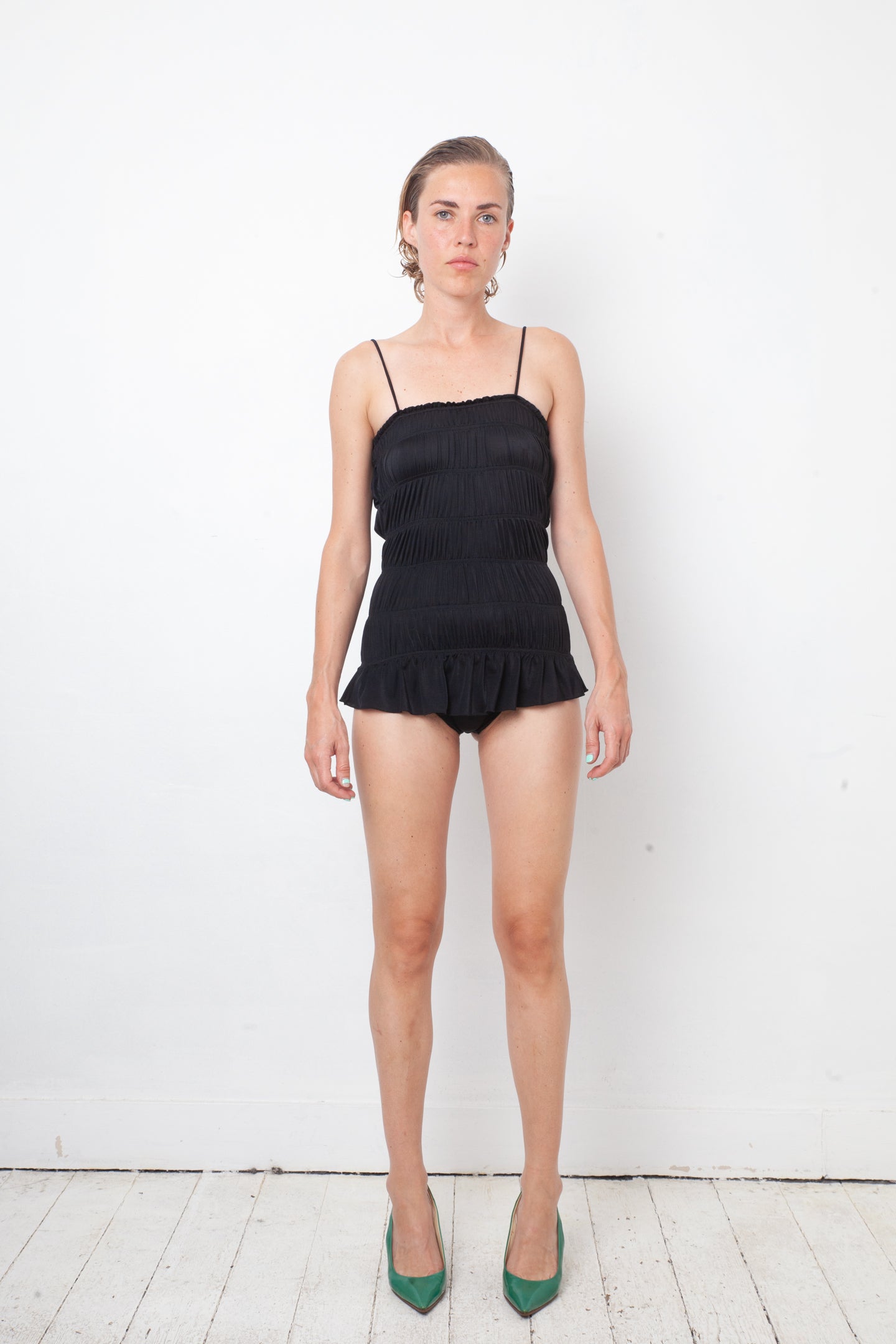 Laura Biagotti 90's black ruffled bodysuit
