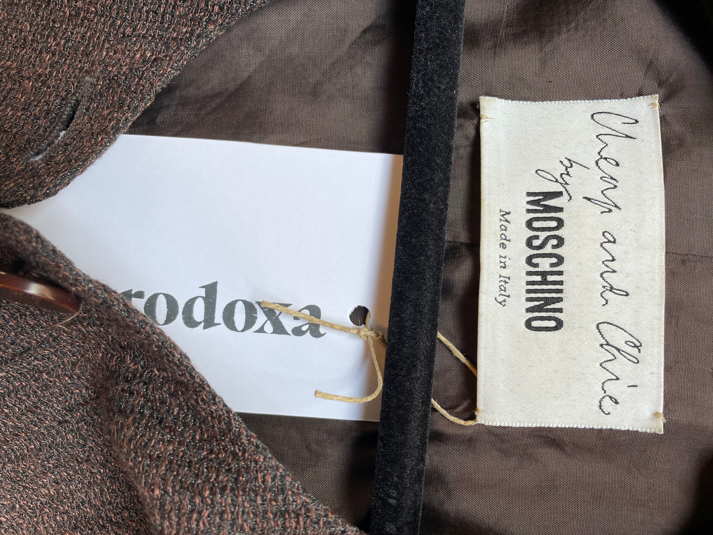 Moschino Cheap & Chic 90's brown linnen jacket with transparency