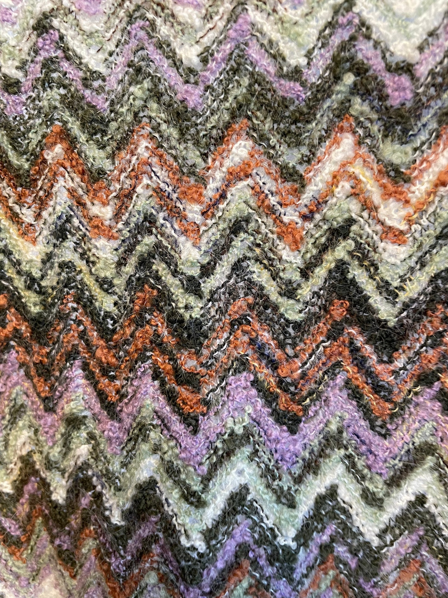 Missoni 90's knit green and purple zigzag wrap cardigan with belt