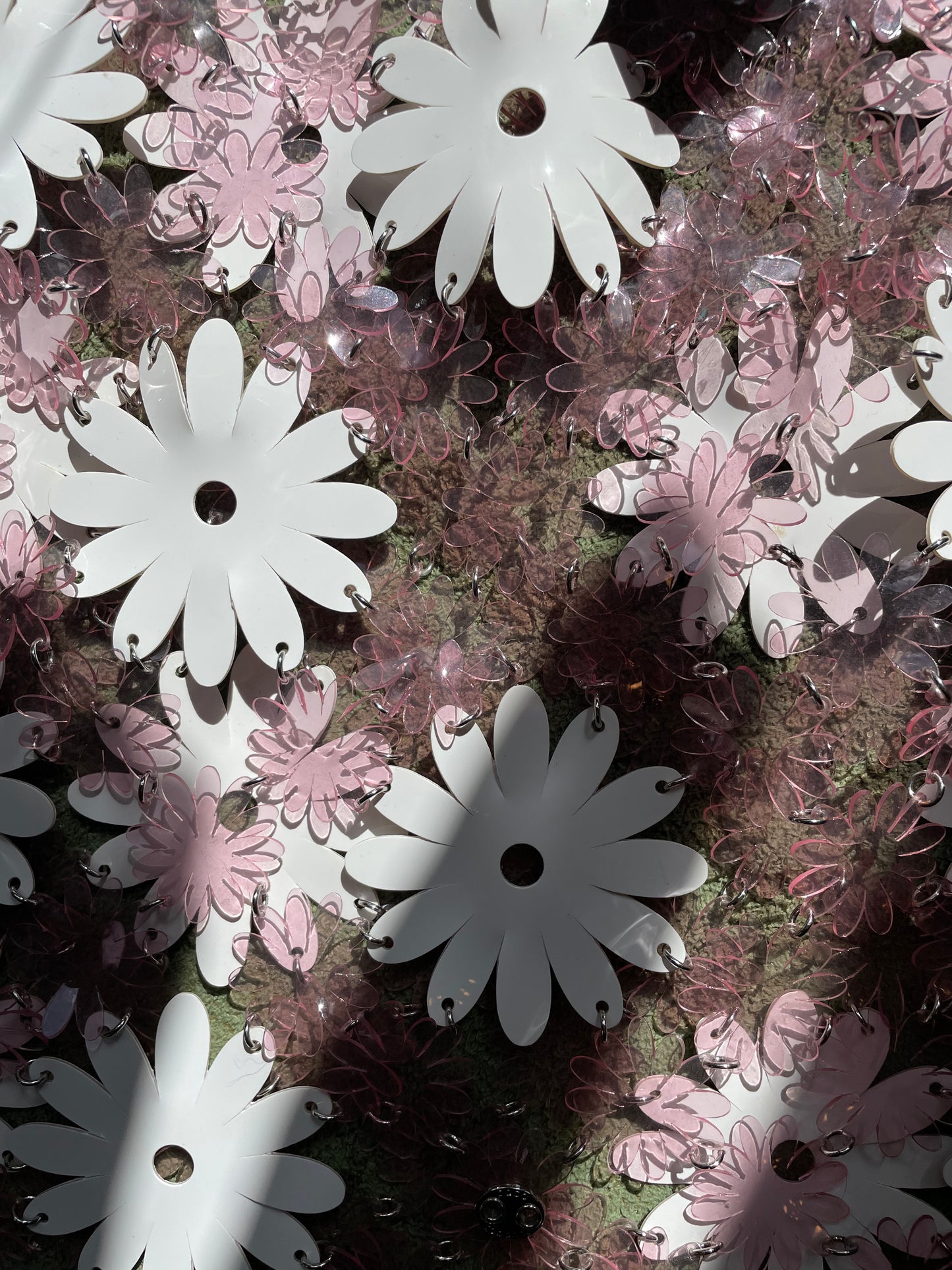 Paco Rabanne circa 2018 vinyl flower skirt in pink and white