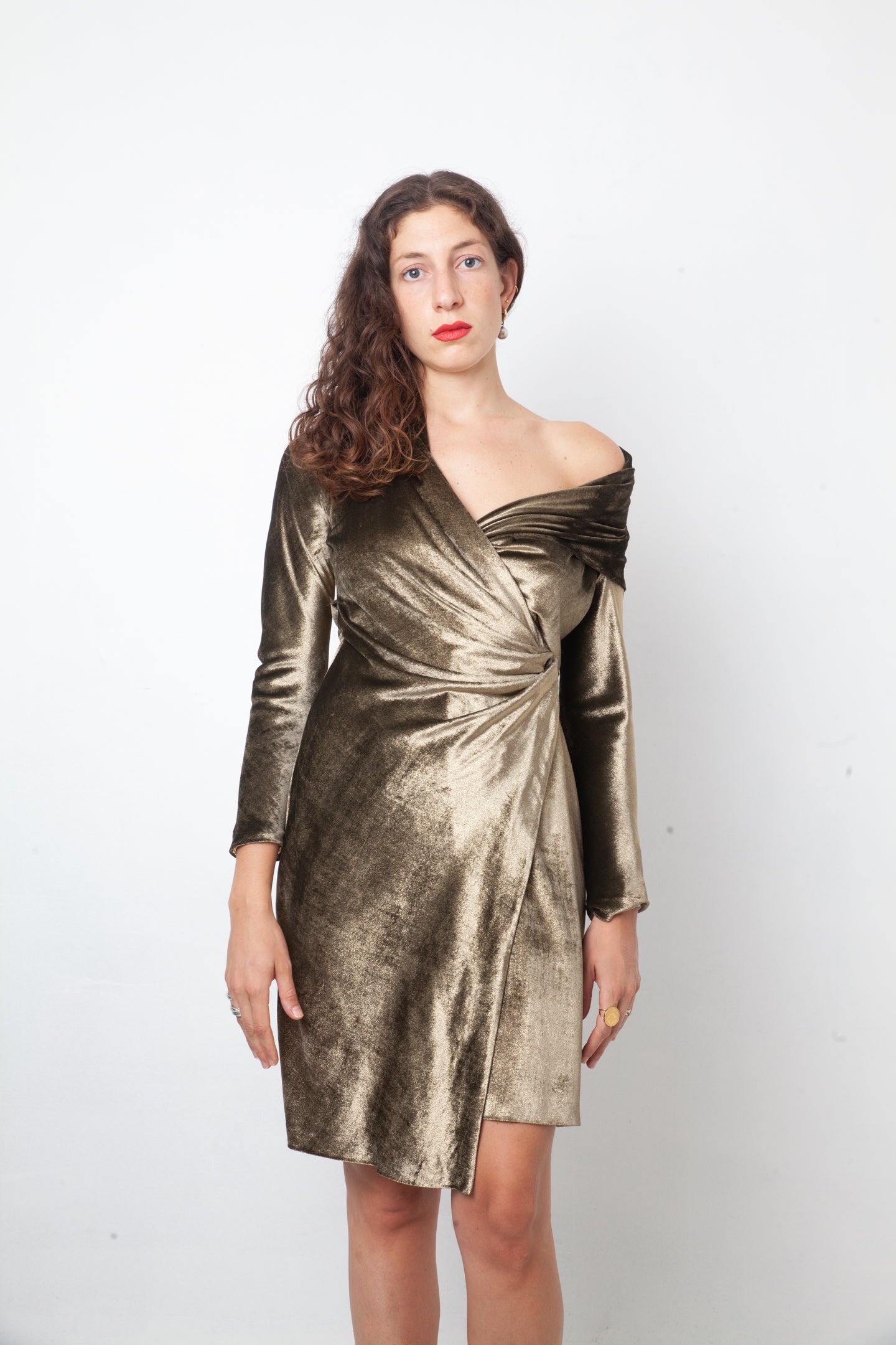 Max Mara 2000's golden hooded sweater dress