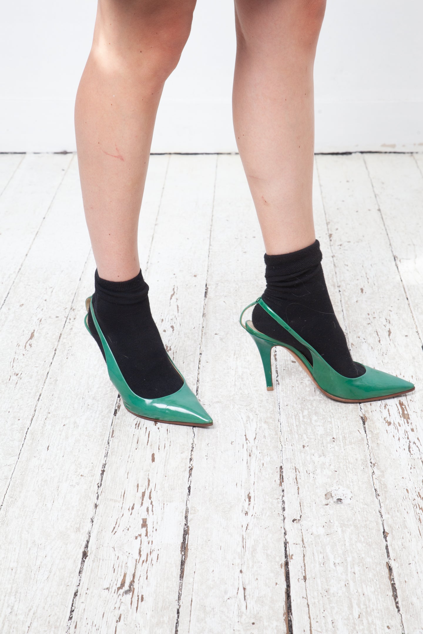 Veronique Branquinho spring 2006 patent leather green slingbacks size 39
