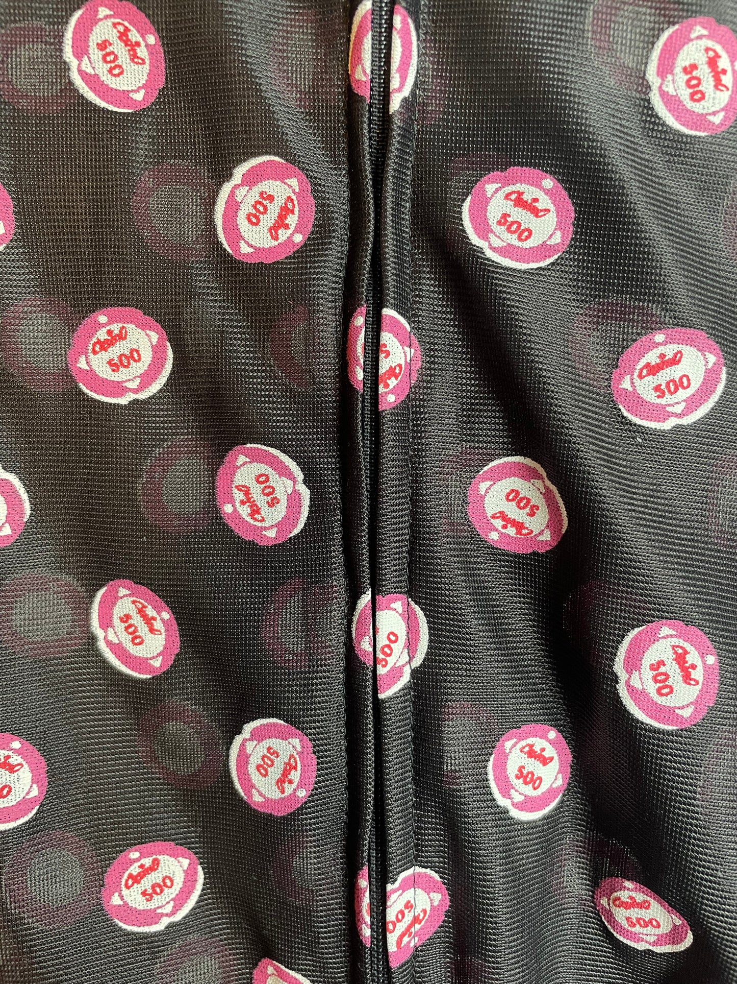 Miu Miu SS2000 mesh jacket with casino coin print and silver leather collar and trims